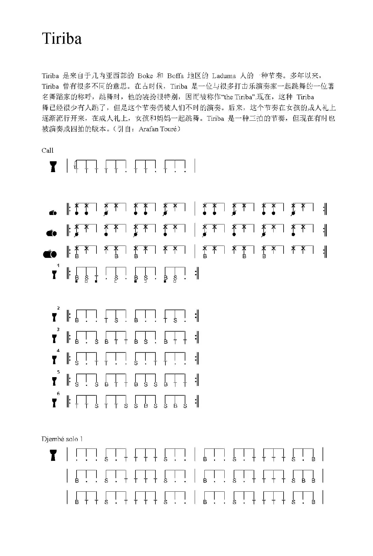 Tiriba（非洲手鼓谱）