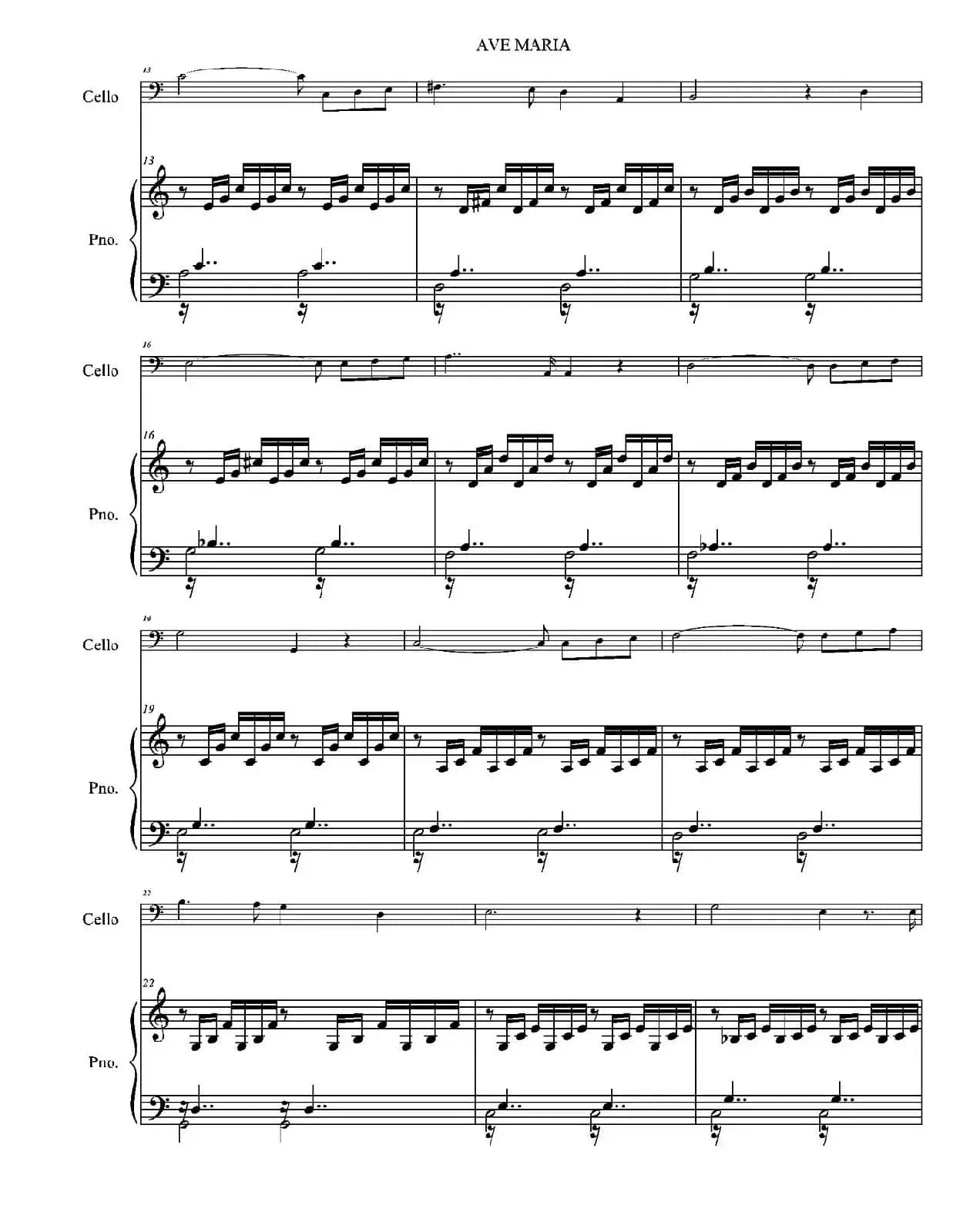 Ave Moria（圣母颂）（大提琴独奏+钢琴伴奏）