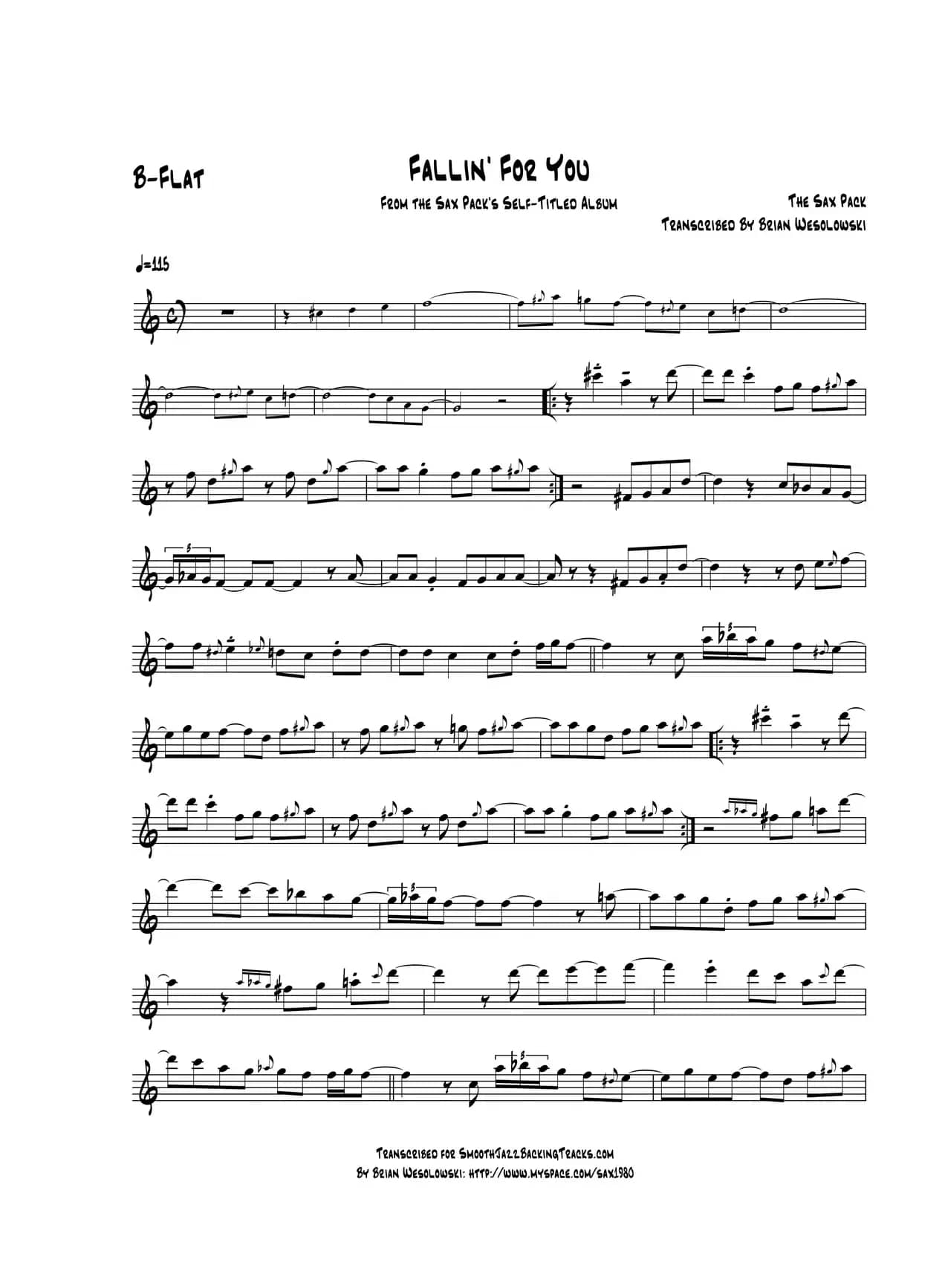 Fallin For You（次中音萨克斯）