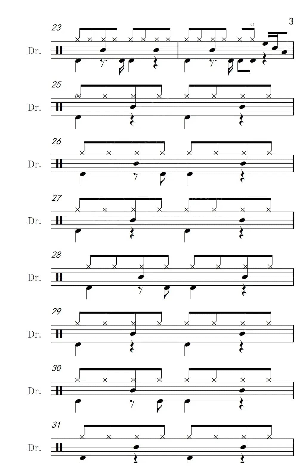 至少还有你（架子鼓谱）