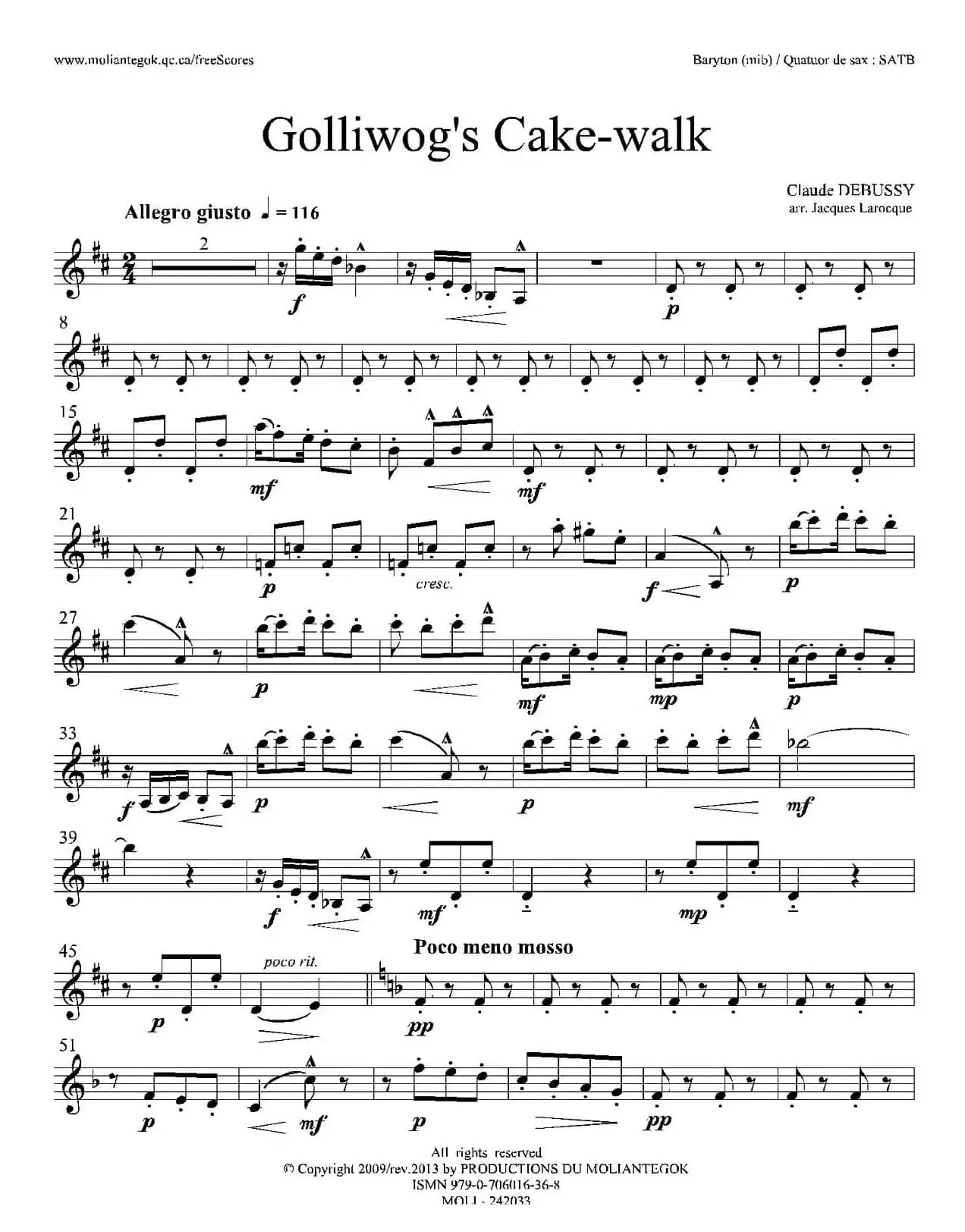 木偶步态舞（四重奏上低音萨克斯分谱）