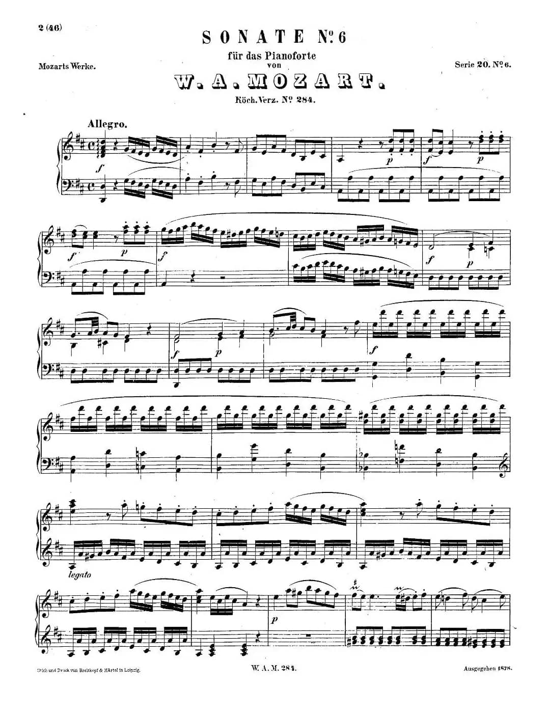 D大调第六钢琴奏鸣曲 KV.284