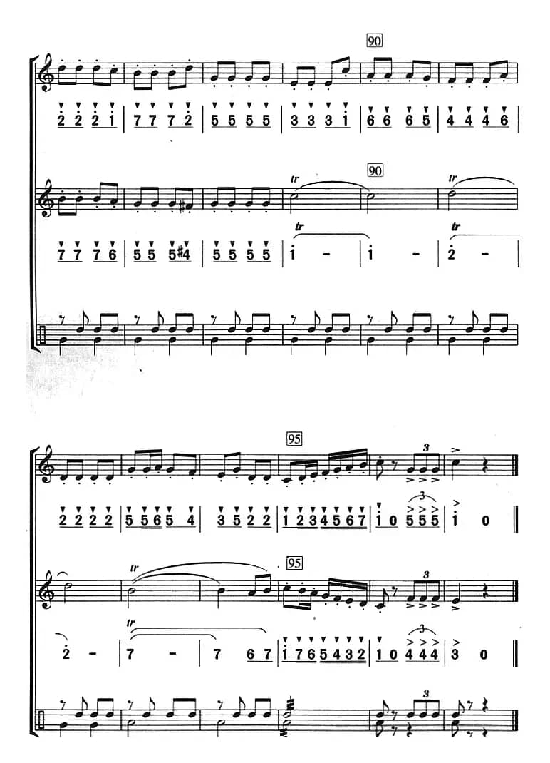 小松树（八孔竖笛线简谱对照版、三重奏）