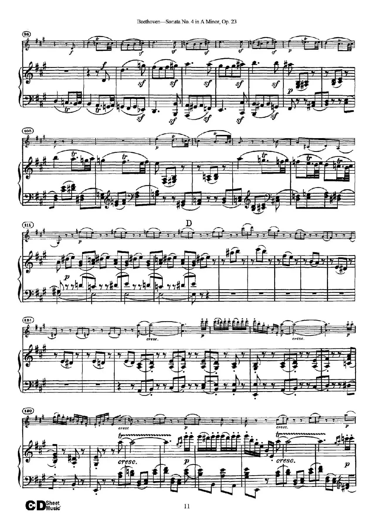 A小调第四小提琴奏鸣曲（Sonata No.4 in A Minor Op.23）（小提琴+钢琴伴奏）