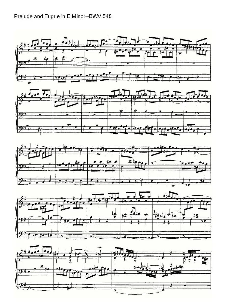 Prelude and Fugue in E Minor--BWV 548 (管风琴谱)