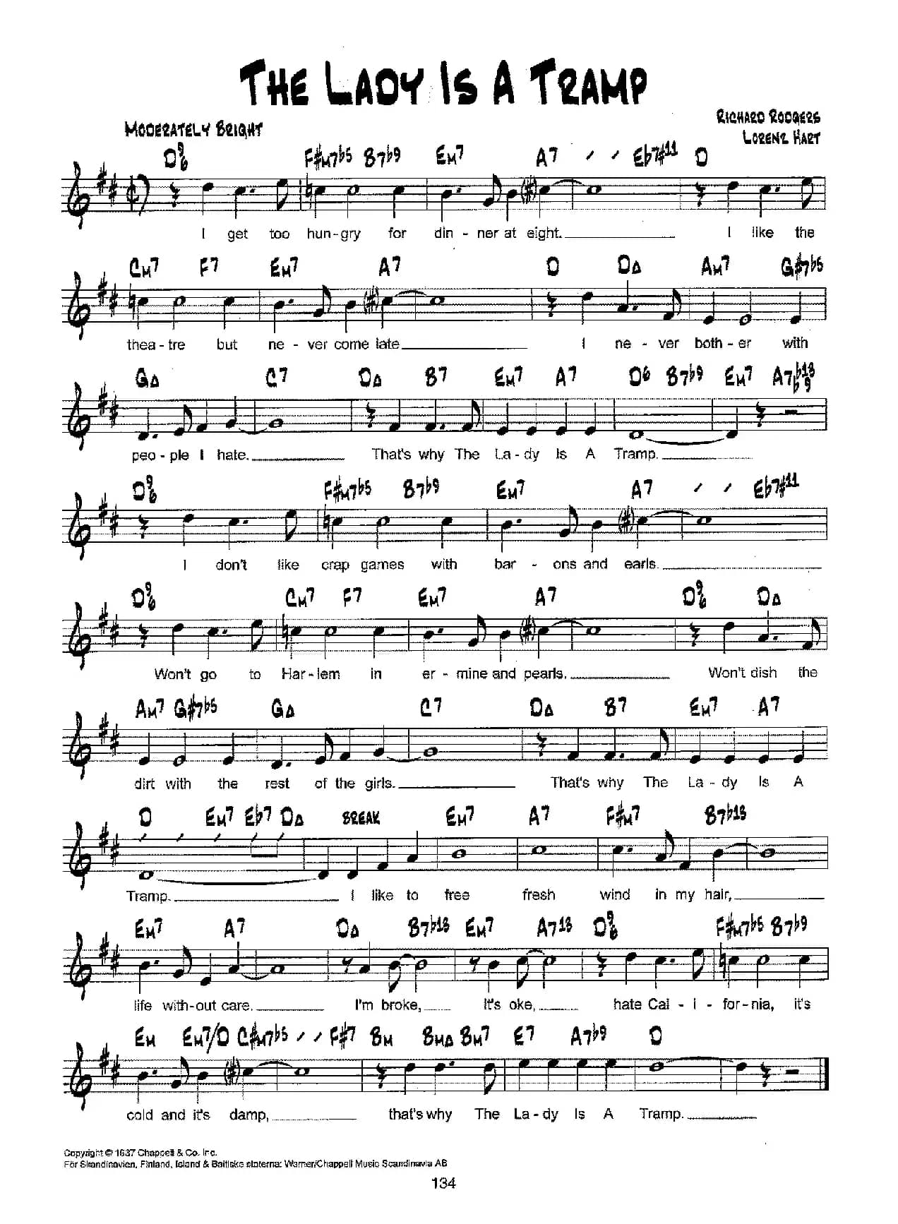 降B爵士乐谱：THE LADY IS A TRAMP