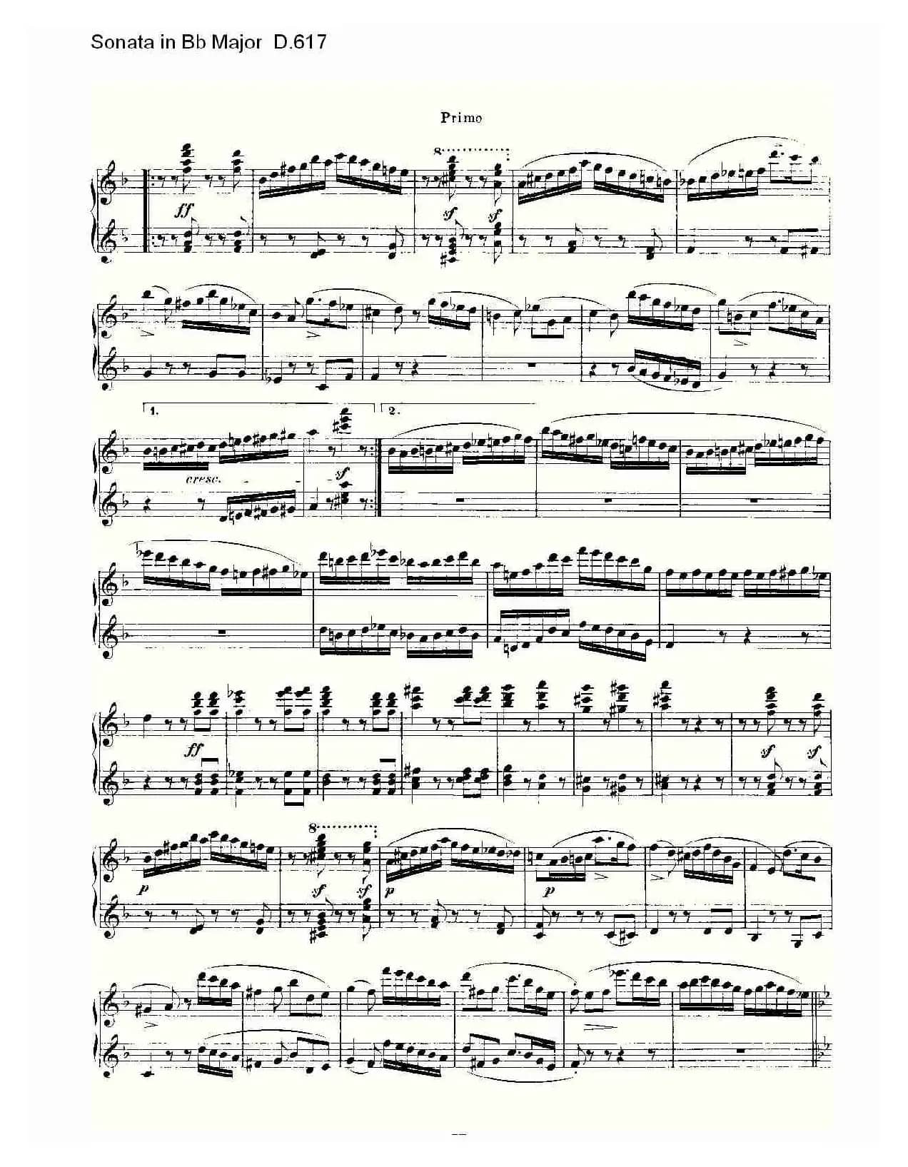 Sonata in Bb Major D.617(Bb大调奏鸣曲 D.617)