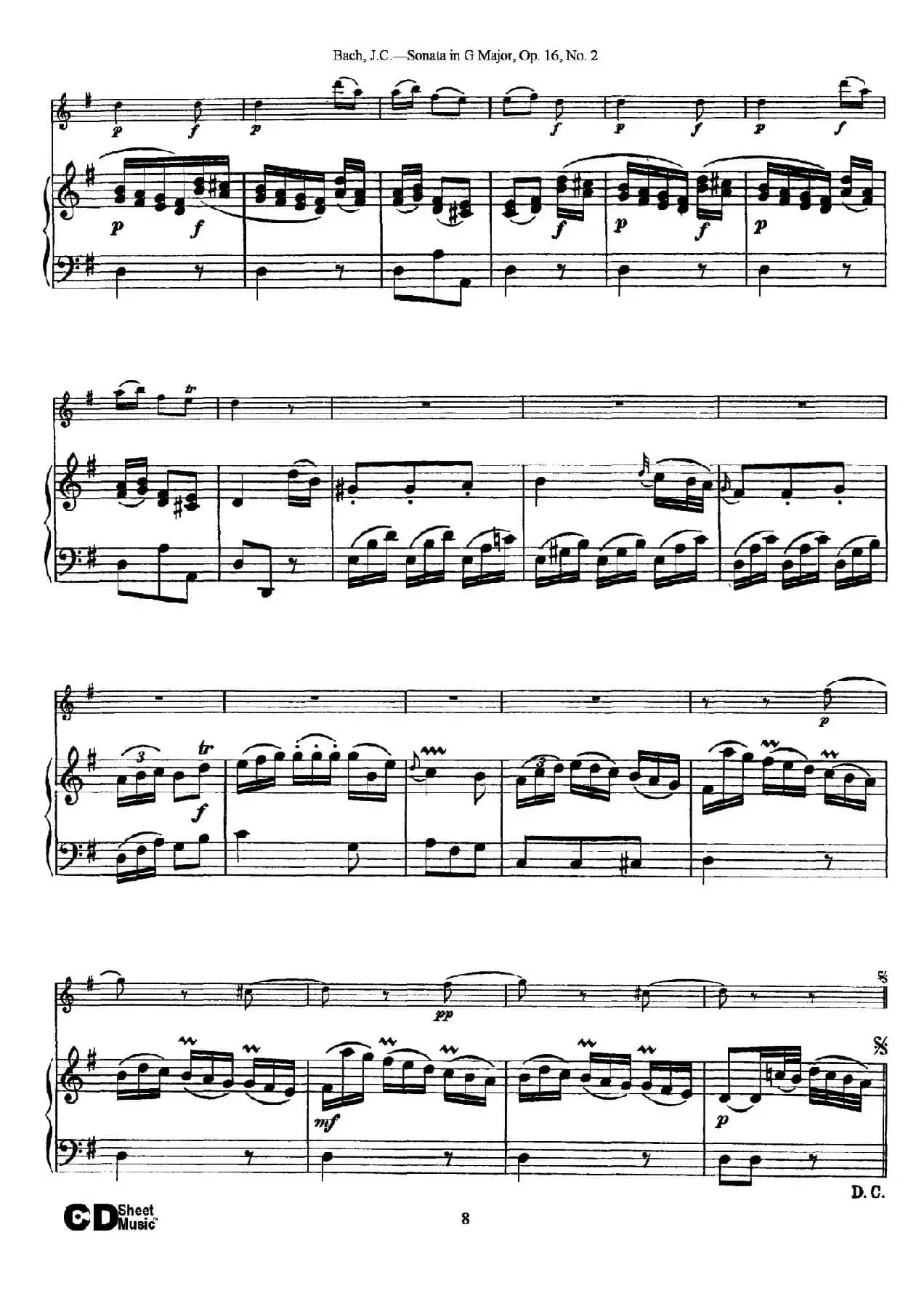 Sonata in D Major,Op.16 No.2（小提琴+钢琴伴奏）