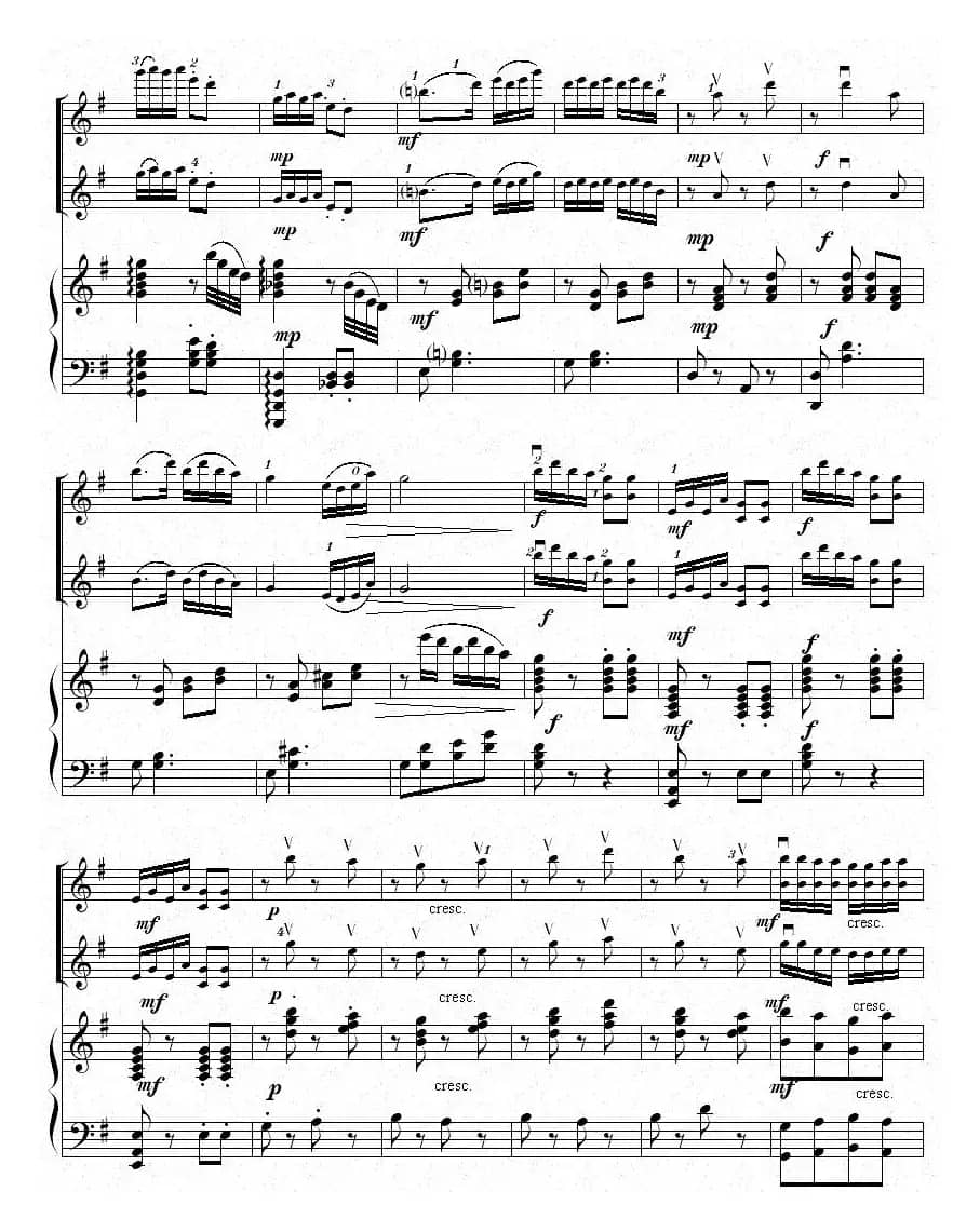 扑蝶舞曲（小提琴二部齐奏＋钢琴）