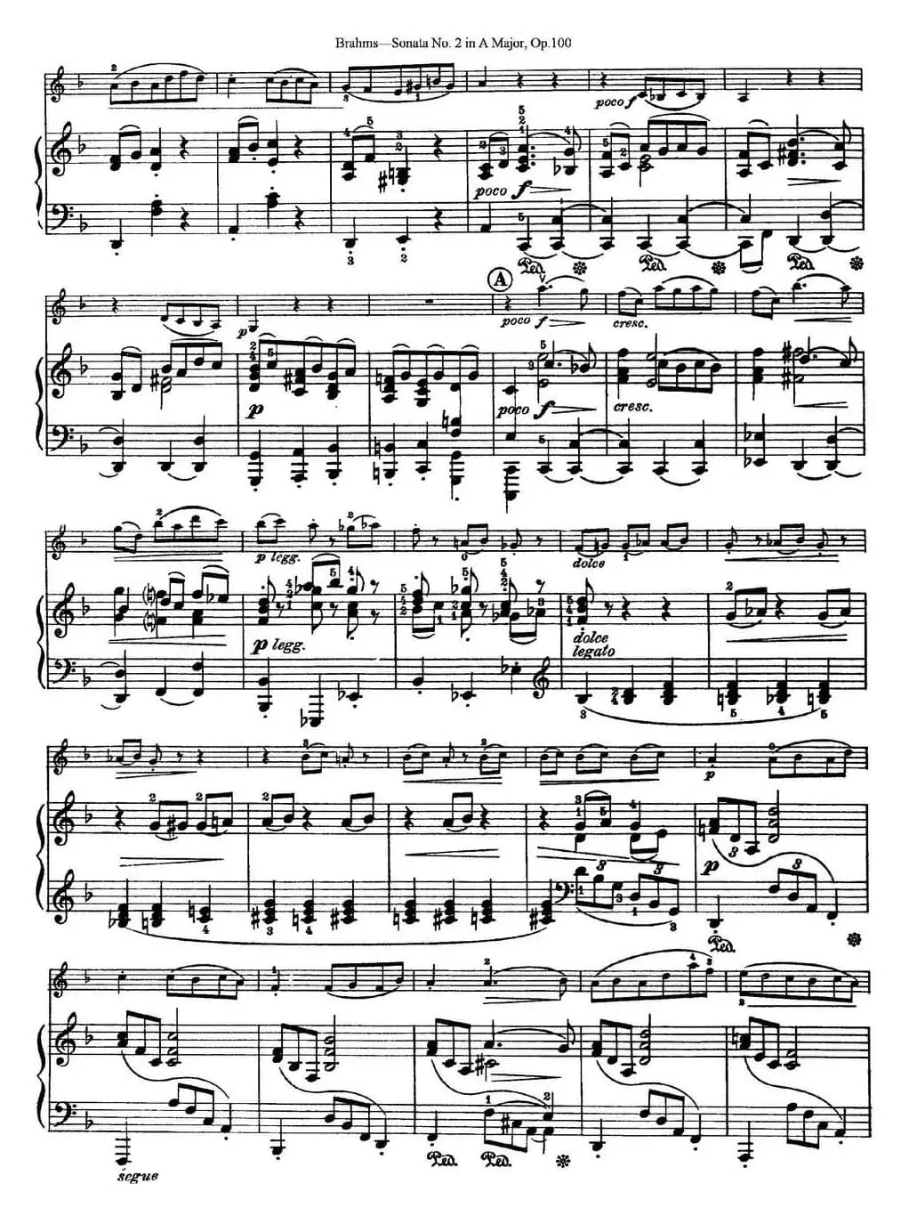 Violin Sonata No.2 in A Major Op.100（小提琴+钢琴伴奏）