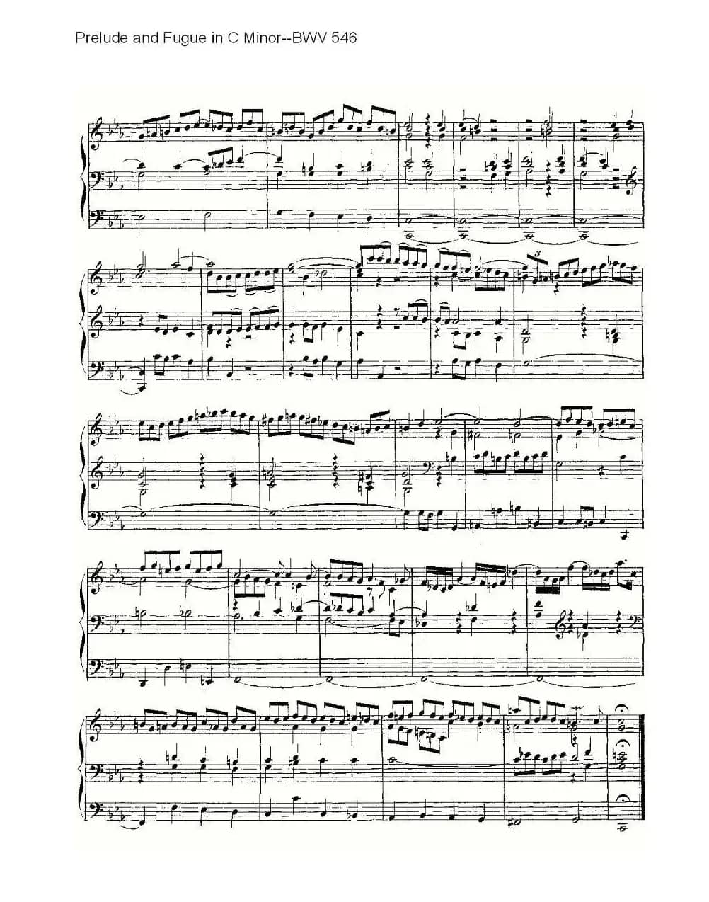 Prelude and Fugue in C Minor--BWV 546 （管风琴谱）