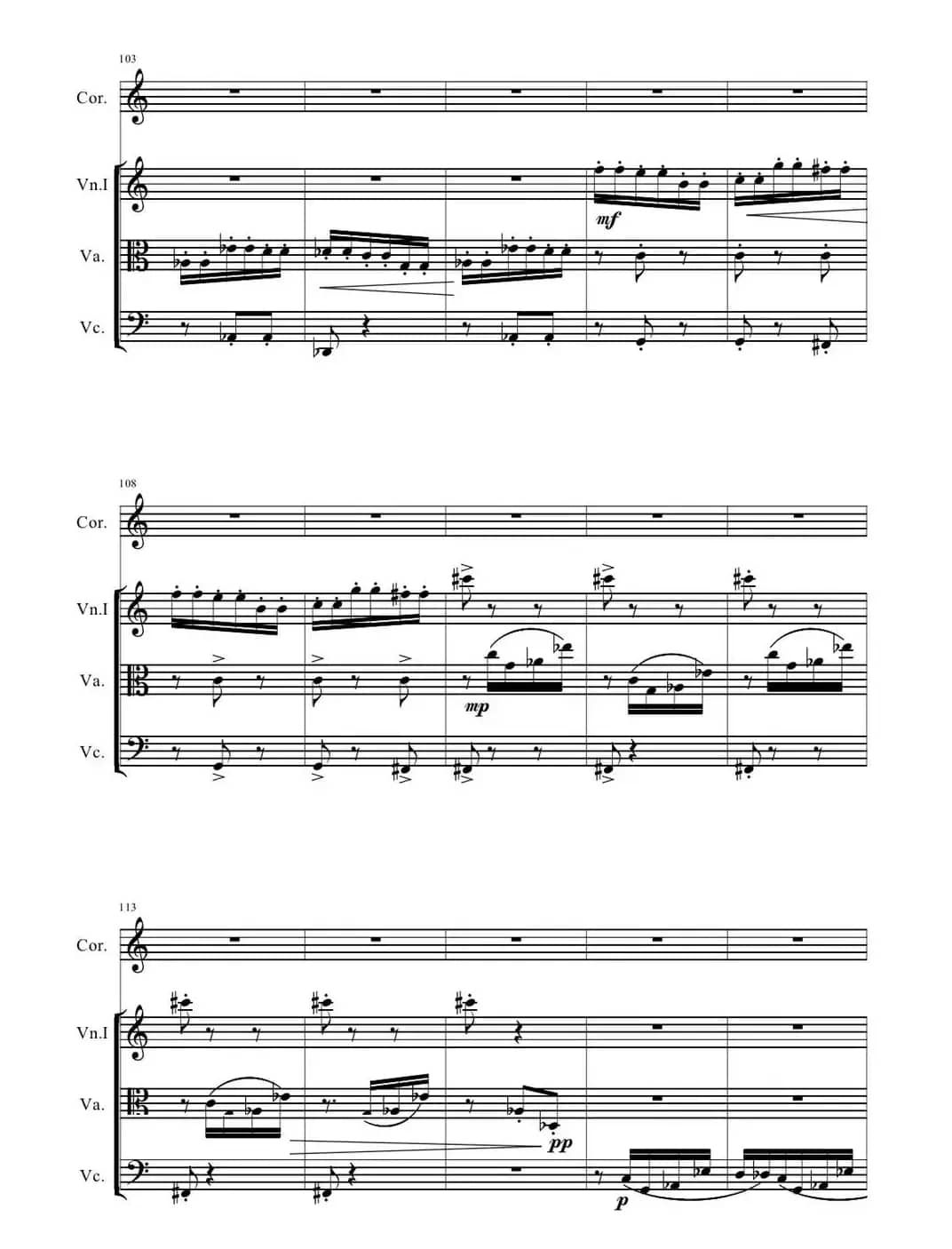 圆号与三件弦乐