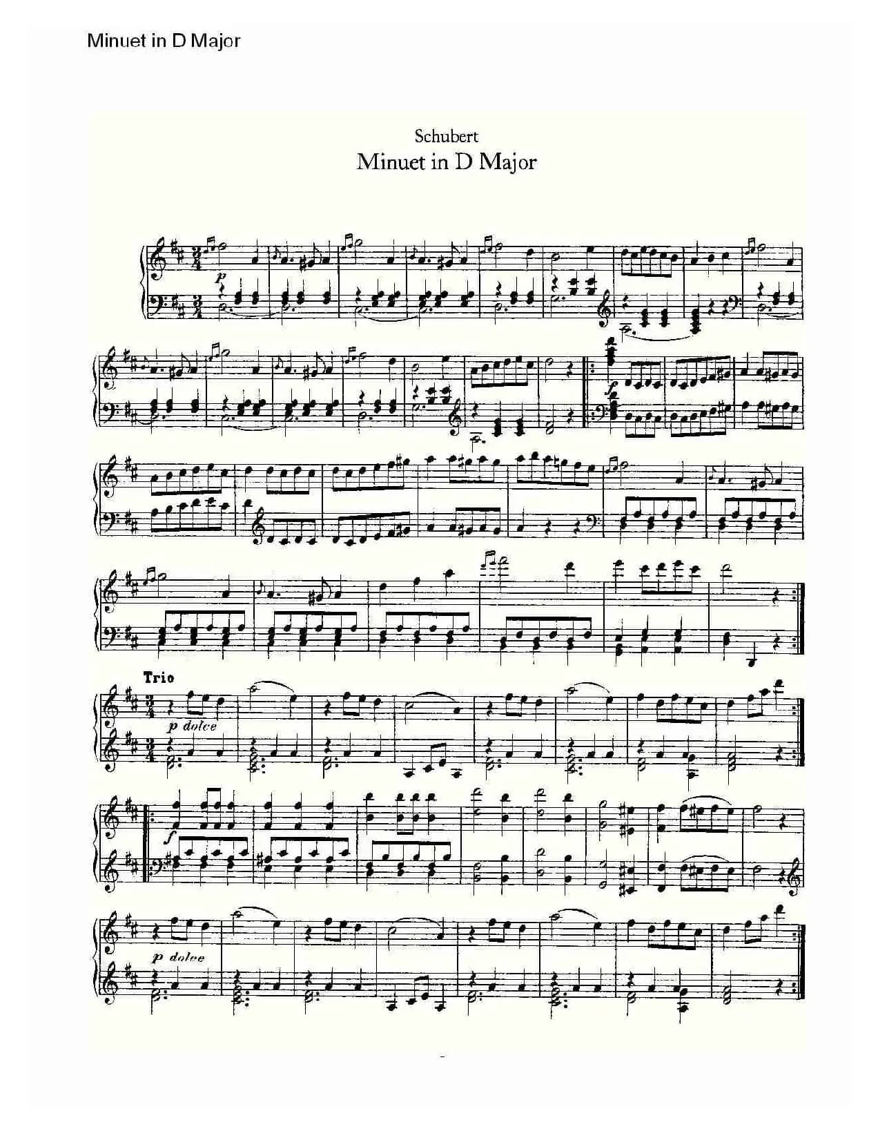 Minuet in D Major（D大调米奴哀小步舞曲）