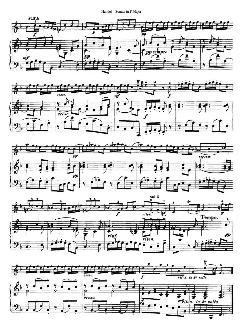 Violin Sonata No.3 in F major（小提琴+钢琴伴奏）