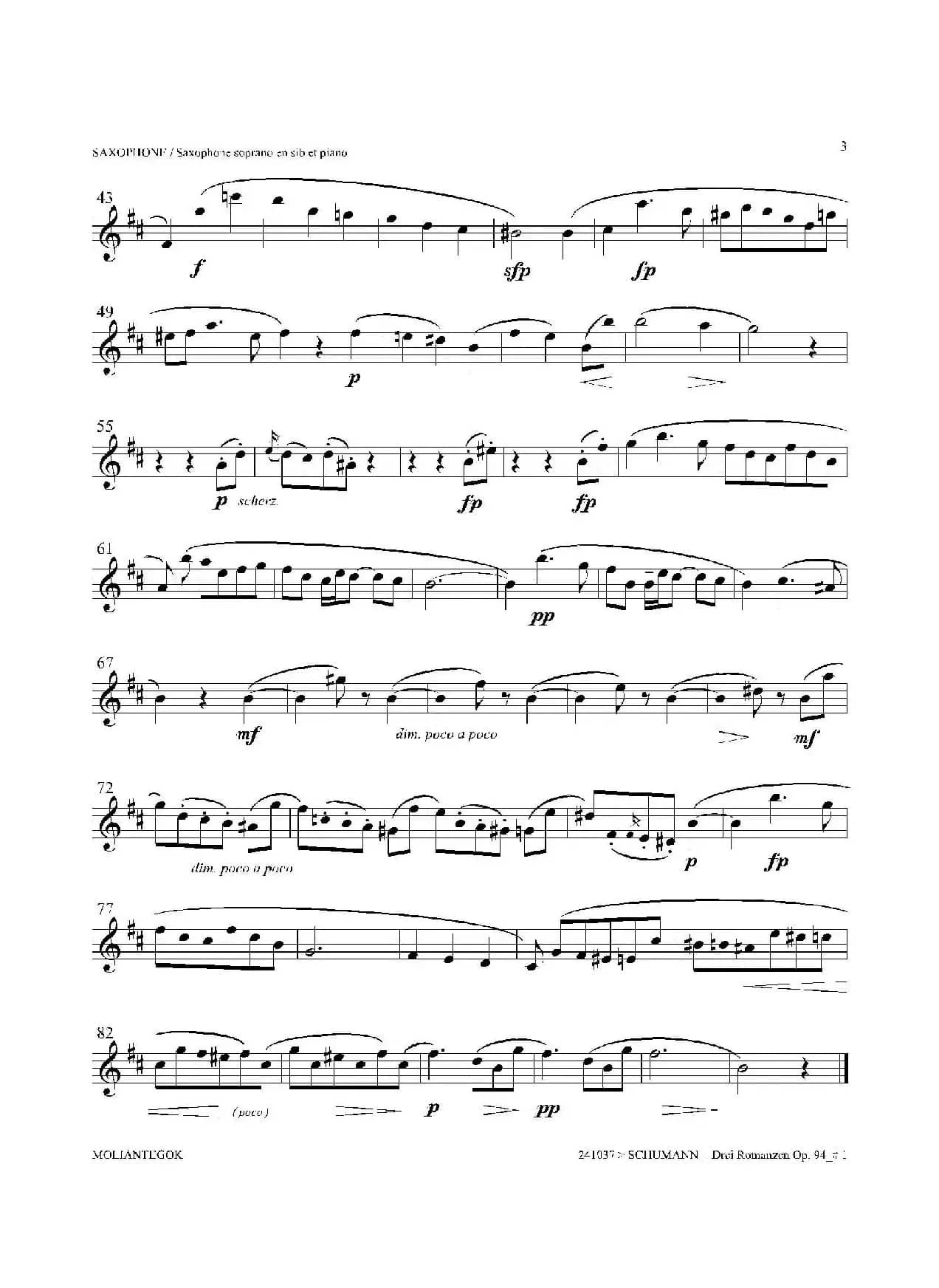 三首浪漫曲 Op.94（高音萨克斯）