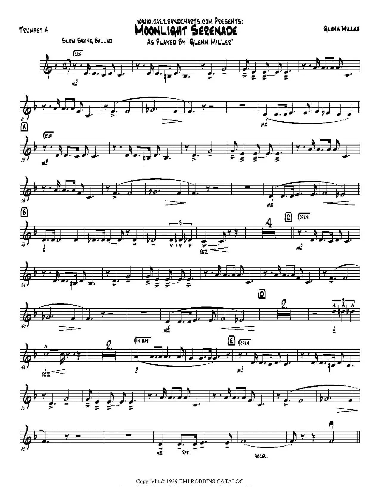 Moonlight Serenade（小号分谱）