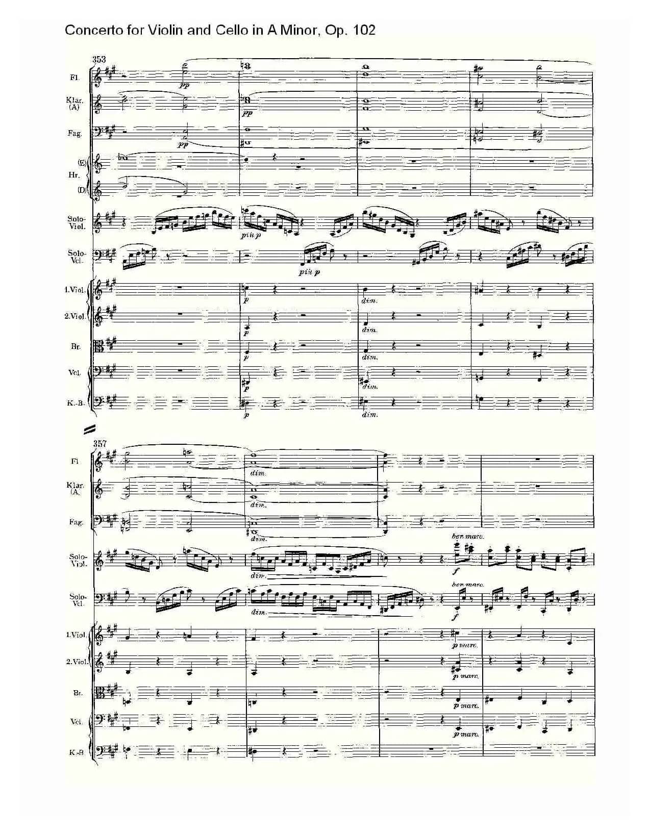 A小调小提琴与大提琴协奏曲, Op.102第一乐章
