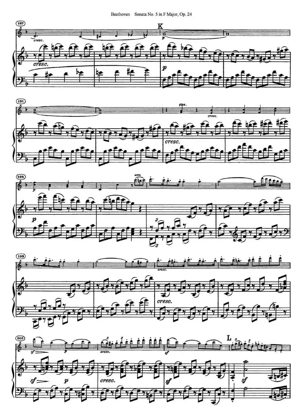 Violin Sonata No.5 in F Major Op.24（小提琴+钢琴伴奏）