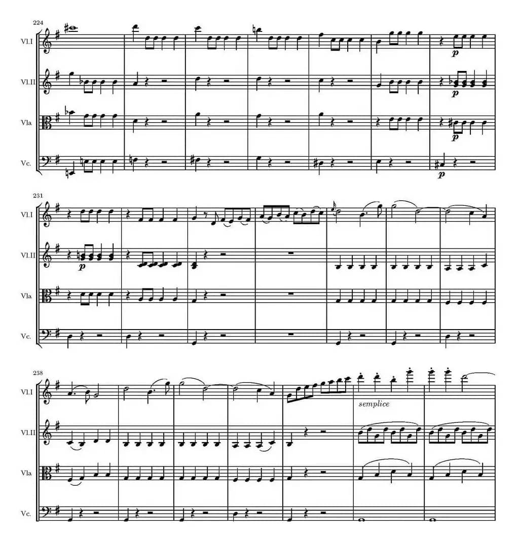 String Quartet KV.387（G大调弦乐四重奏）