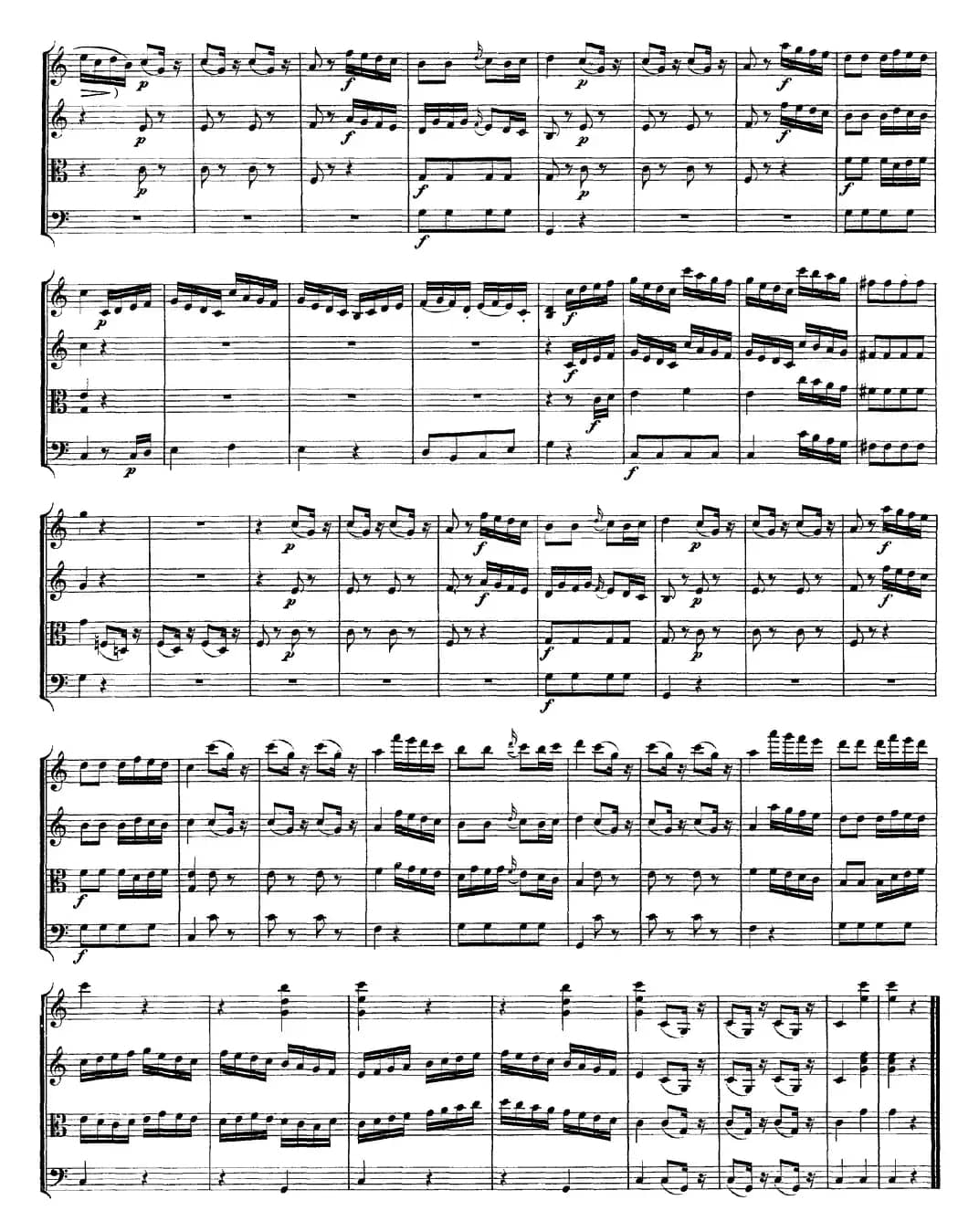Mozart《Quartet No.10 in C Major,K.170》（总谱）