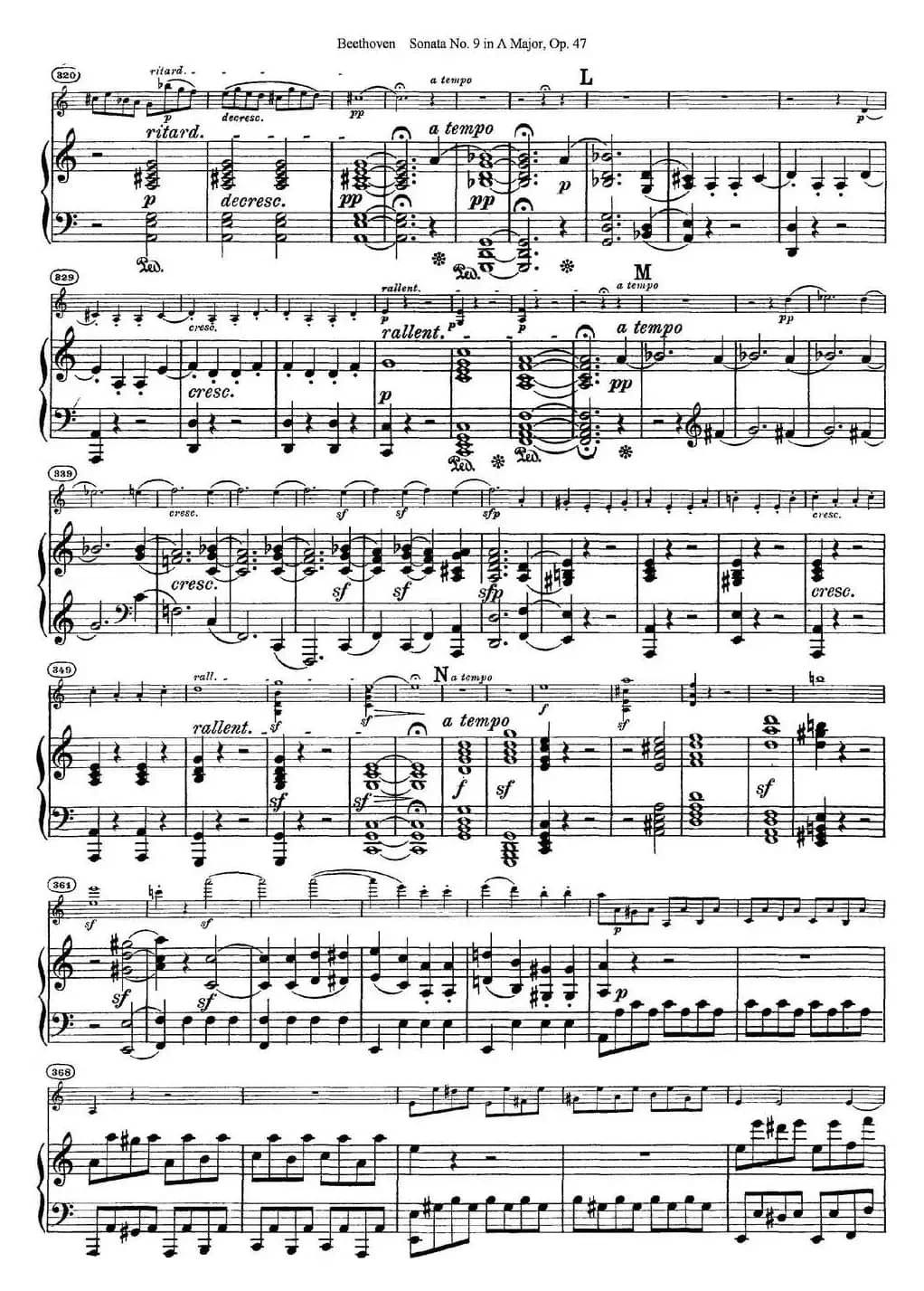 Violin Sonata No.9 in A Major Op.47（小提琴+钢琴伴奏）