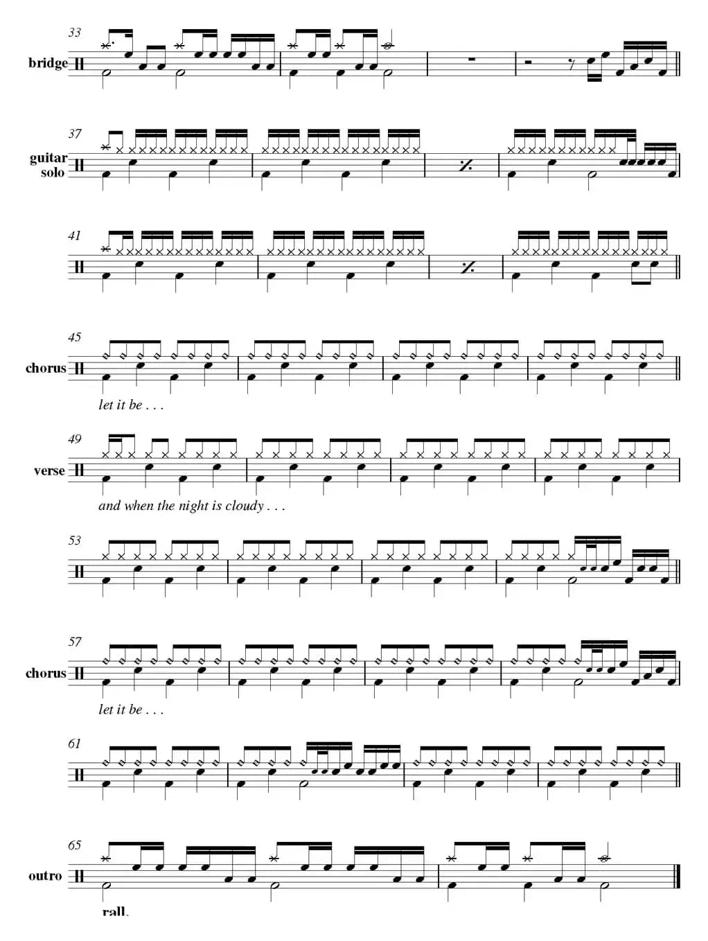 爵士鼓谱：Beatles - Let it be