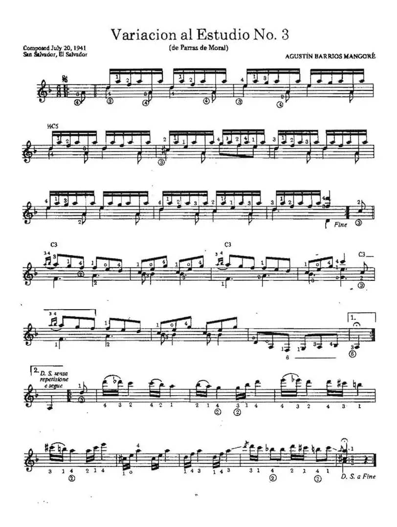 Variacion al Estudio No.3（古典吉他）