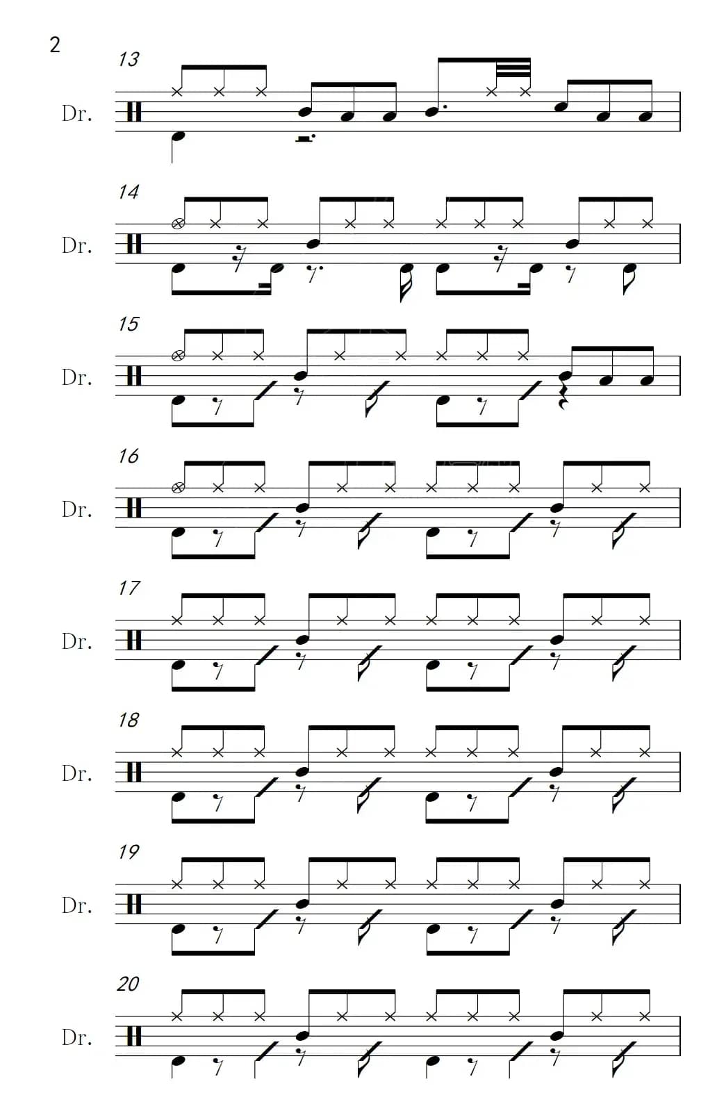 无情的情书（架子鼓谱）