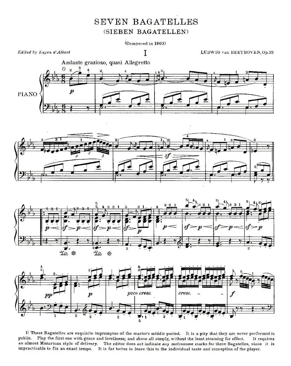 贝多芬钢琴小品（Bagatelles）（Op.33 之1）