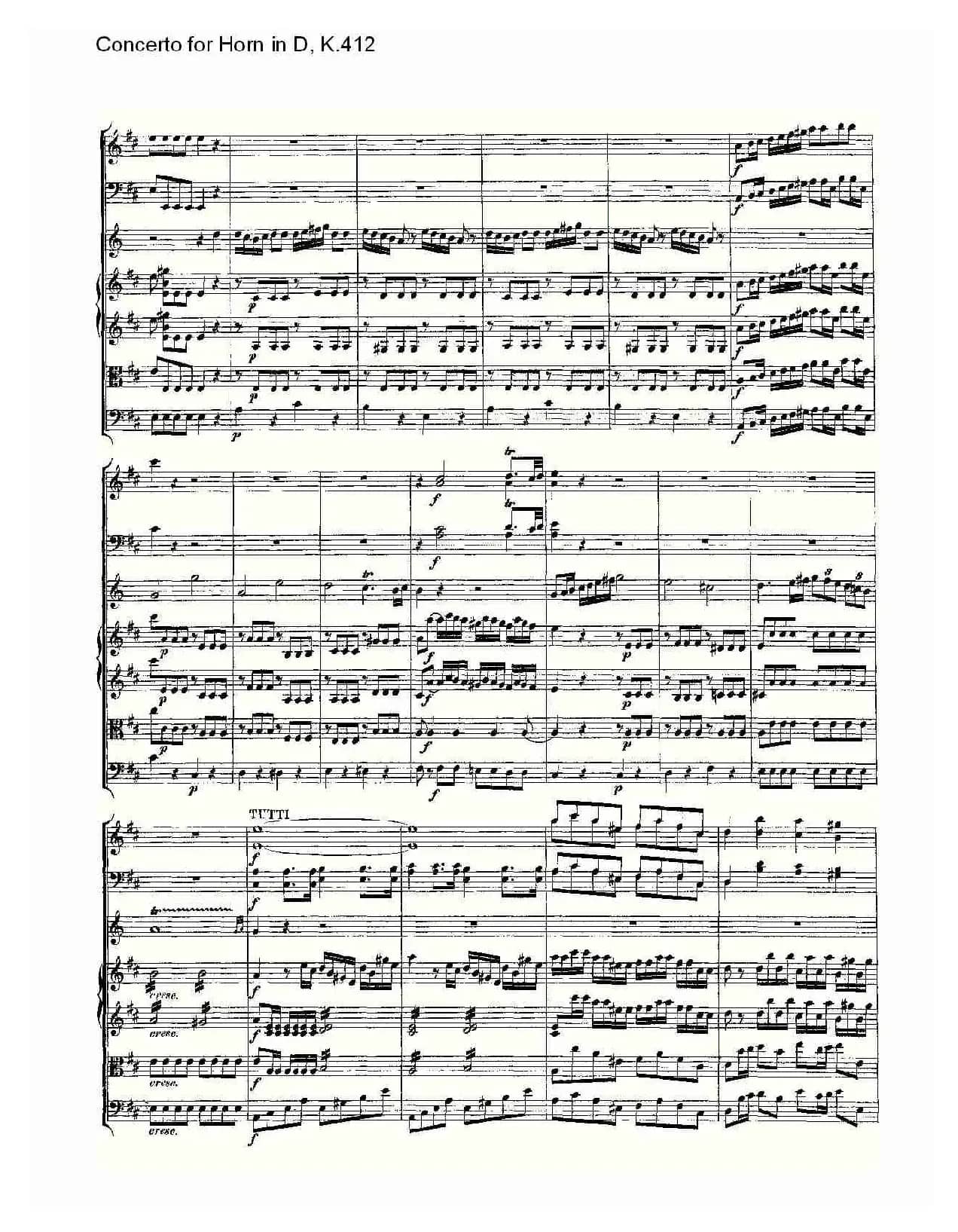 Concerto for Horn in D, K.412（D调法国号协奏曲, K.412）