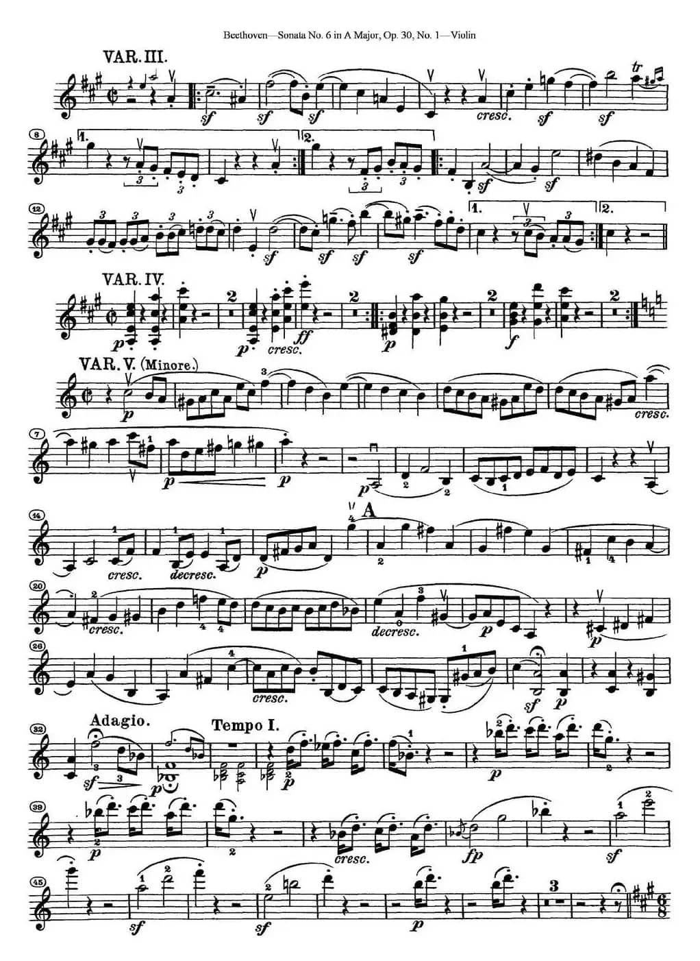 Violin Sonata No.6 in A Major Op.30 No.1