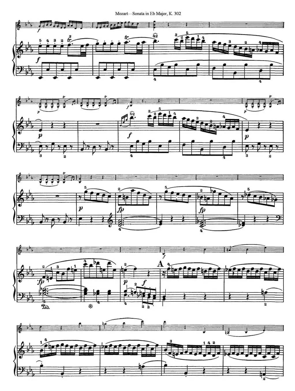 Violin Sonata in Eb Major K.302（小提琴+钢琴伴奏）