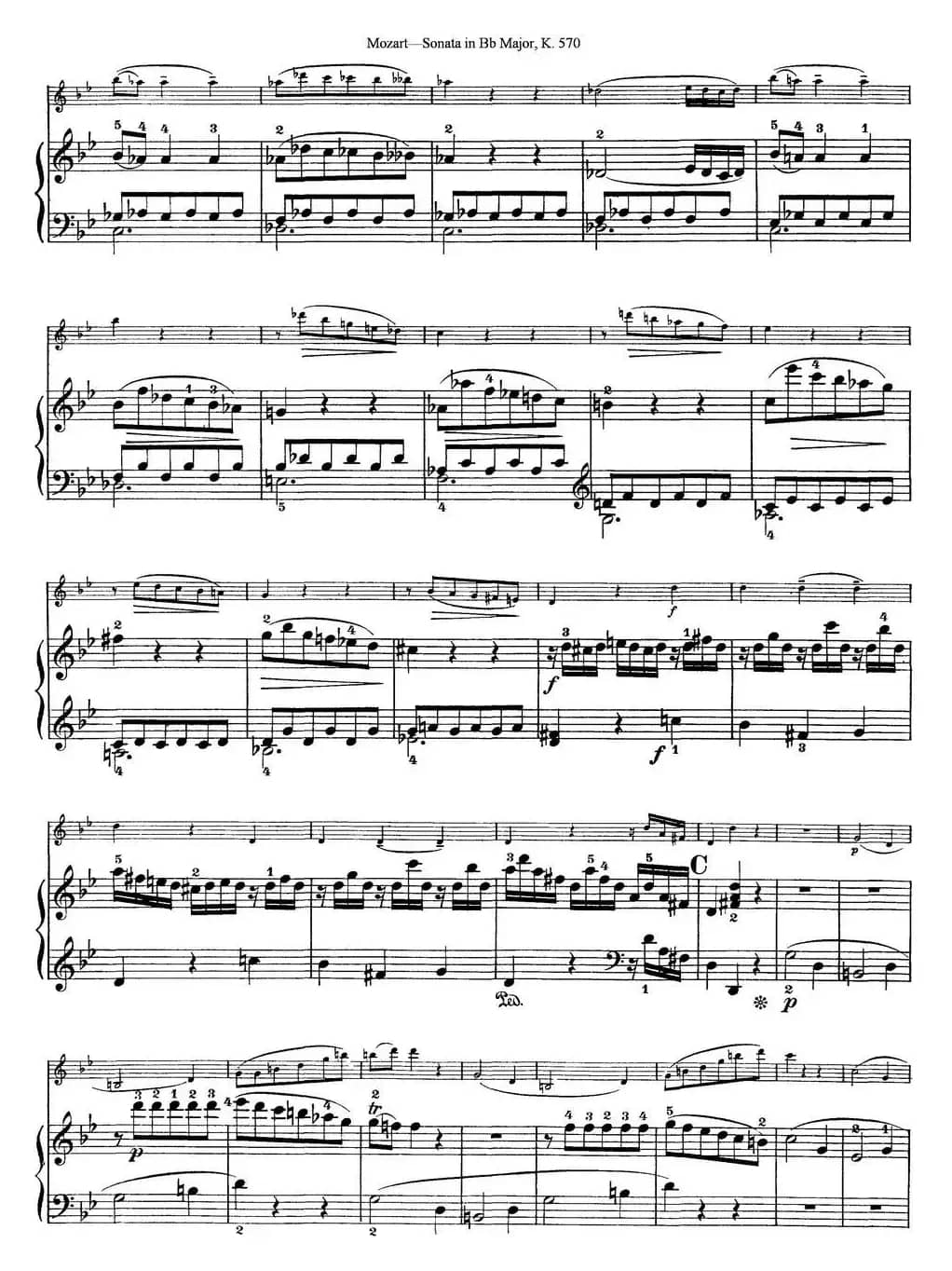 Violin Sonata in Bb Major K.570（小提琴+钢琴伴奏）