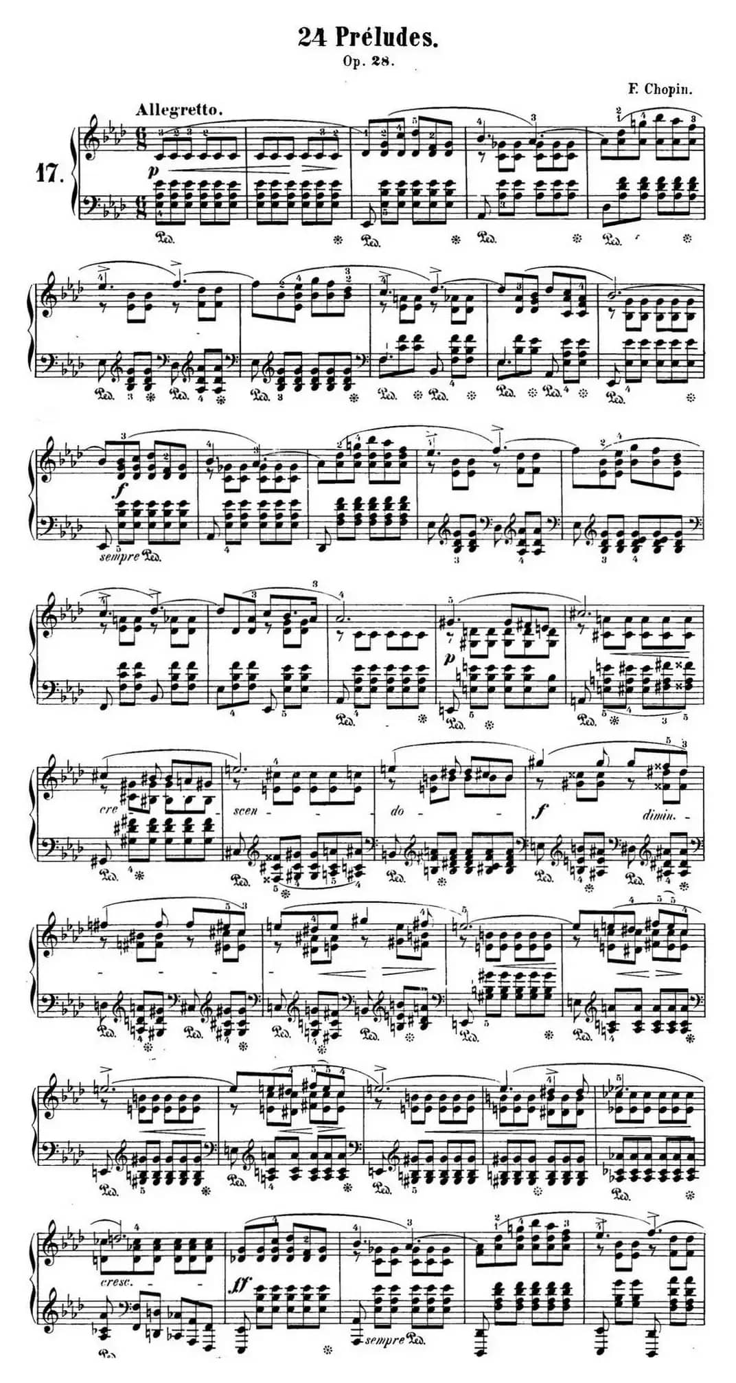 肖邦 24首钢琴前奏曲 Op.28 No.17 降A大调