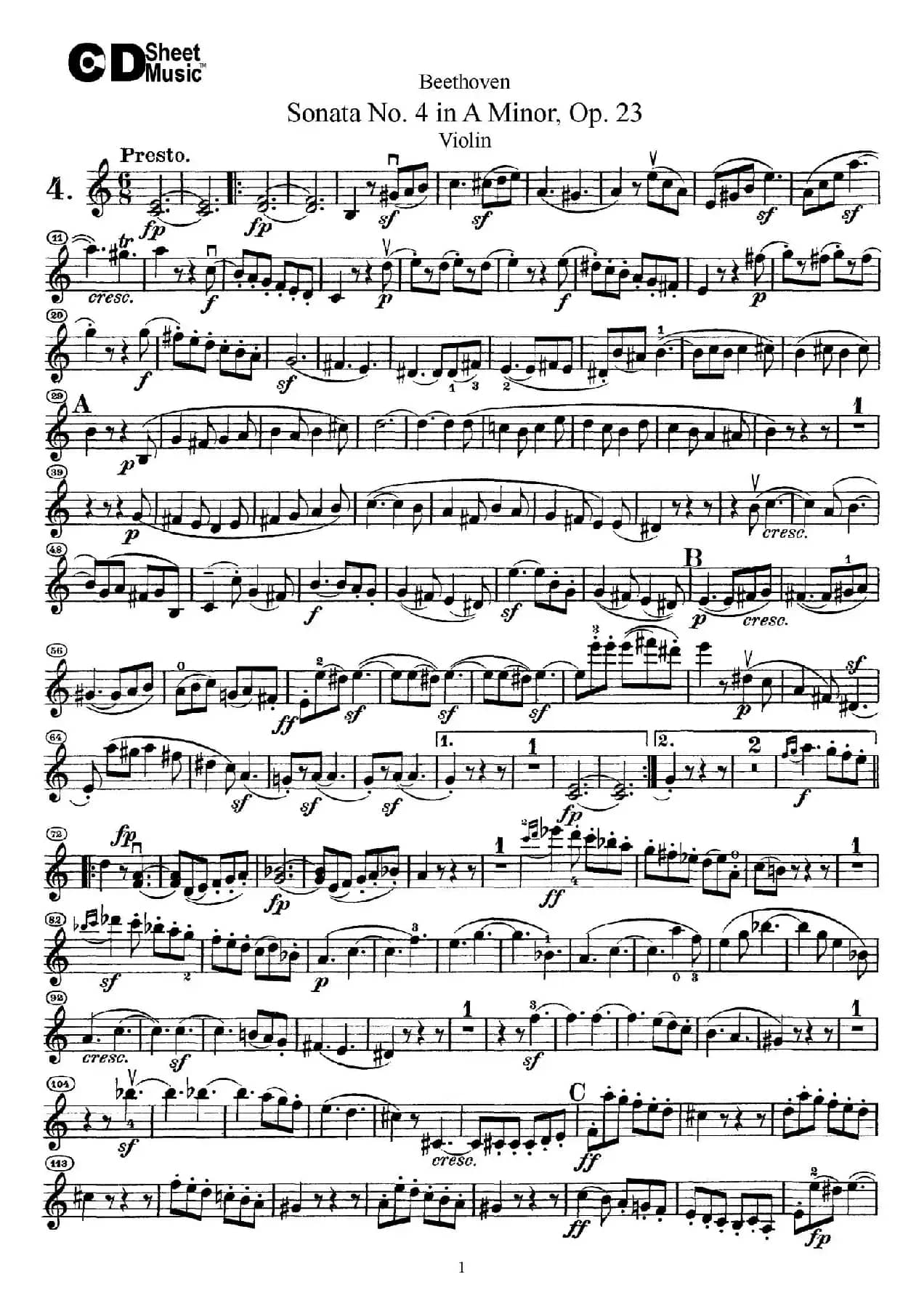 A小调第四小提琴奏鸣曲（Sonata No.4 in A Minor Op.23）