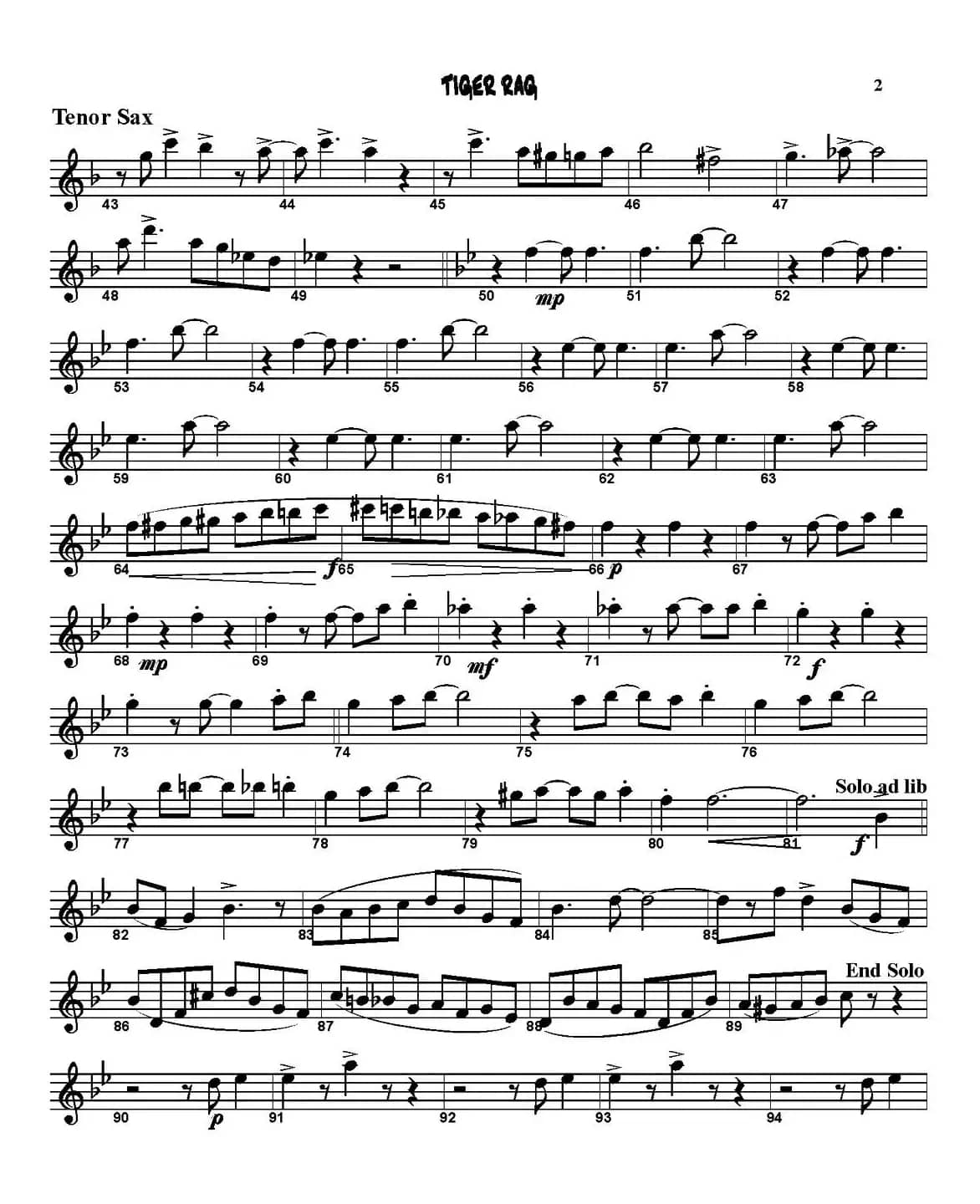 TIGER RAG（四重奏）