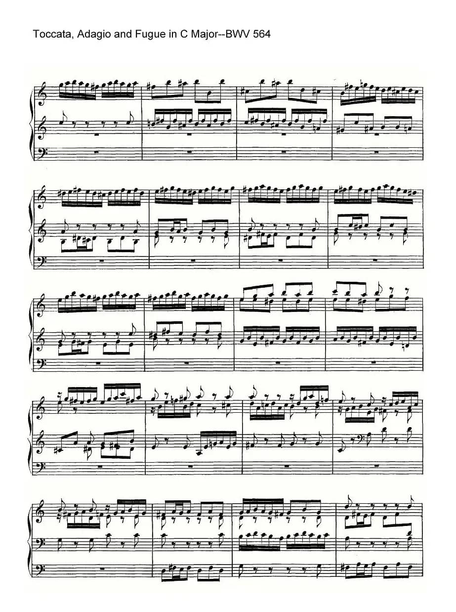 Toccata, Adagio and Fugue in C Major--BWV 564（管风琴谱）
