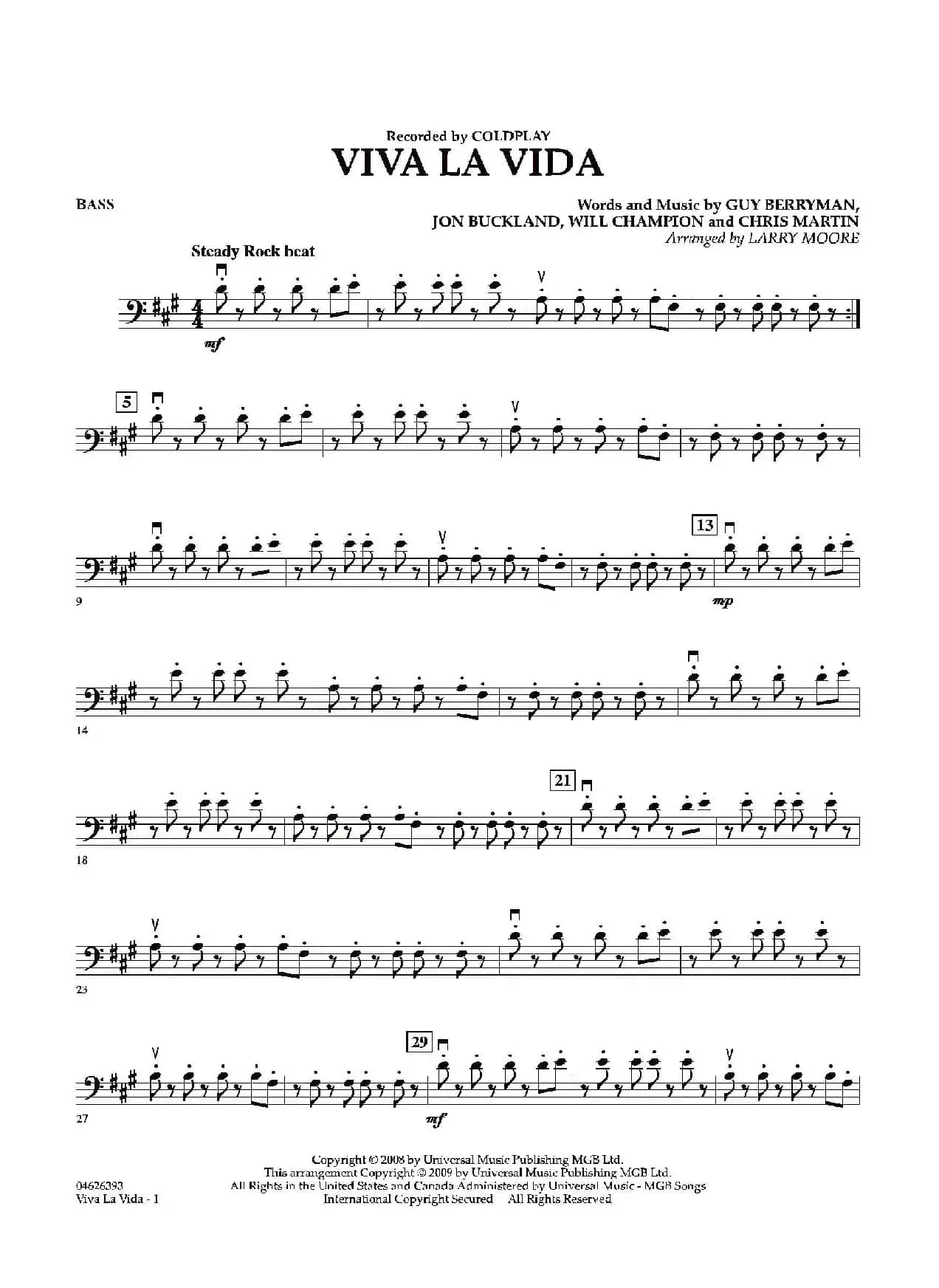 VIVA LA VIDA（贝司分谱）
