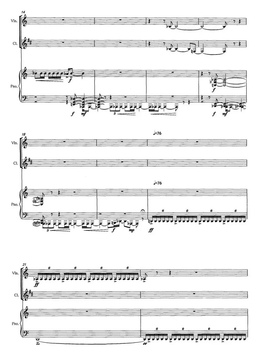 春醒（为小提琴，单簧管和钢琴而作）