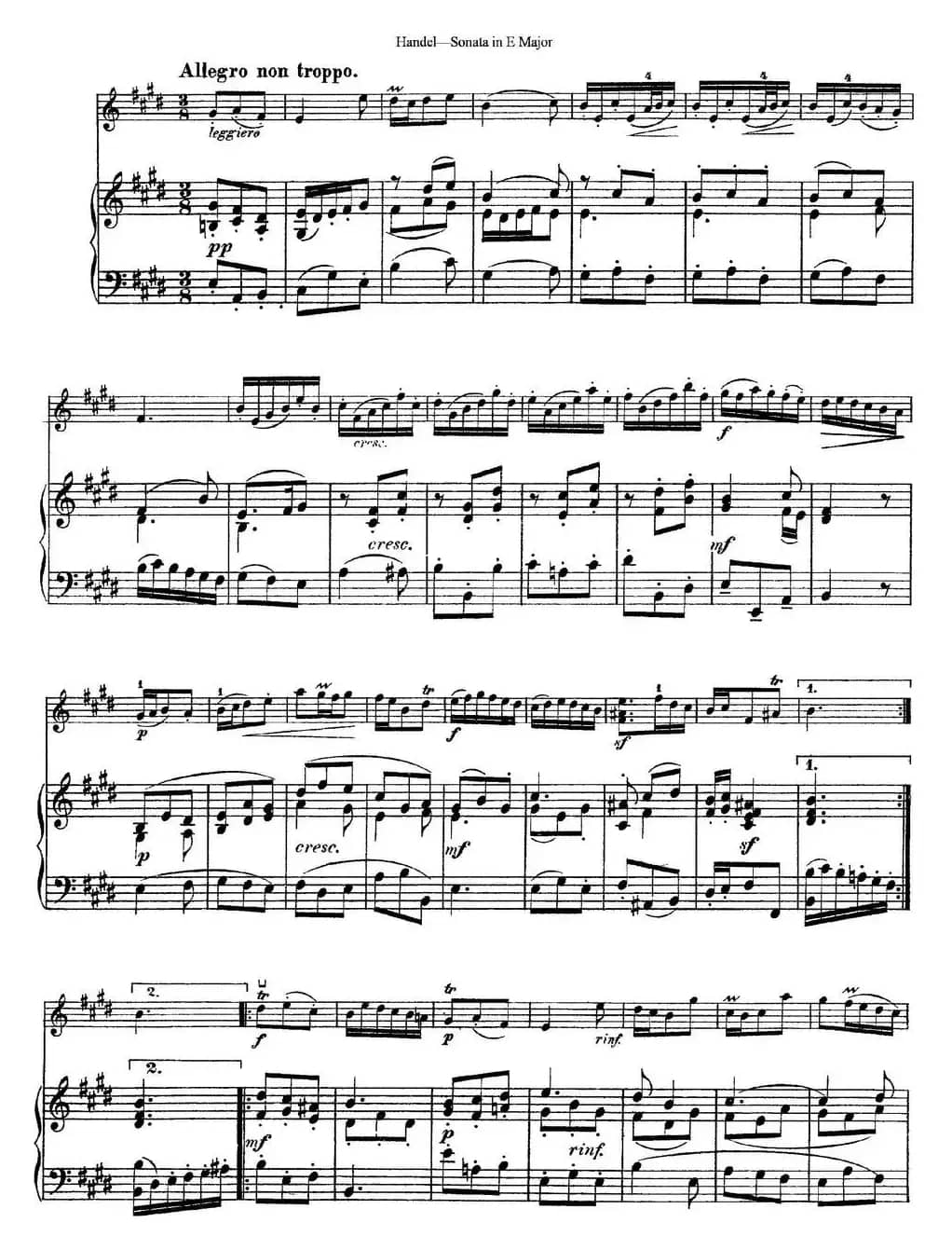 Violin Sonata No.6 in E major（小提琴+钢琴伴奏）