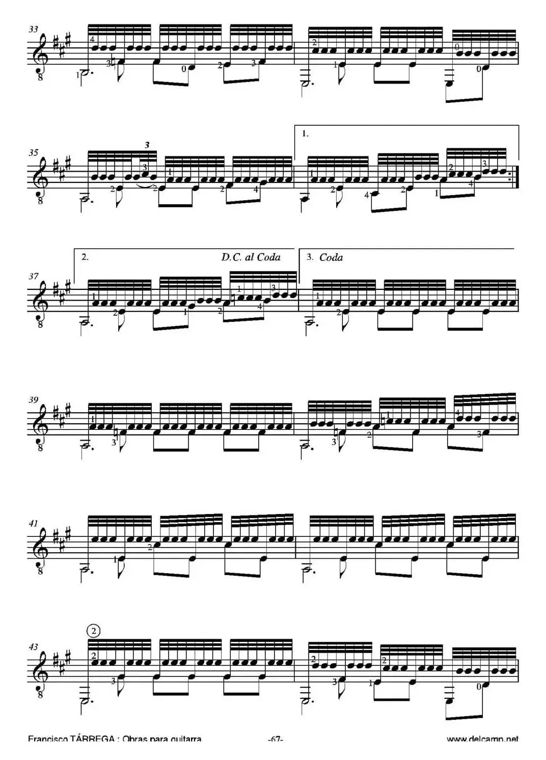 RECUERDOS DE LA ALHAMBRA(Hommage a I'eminent artiste Alfed Cottin)（古典吉他）