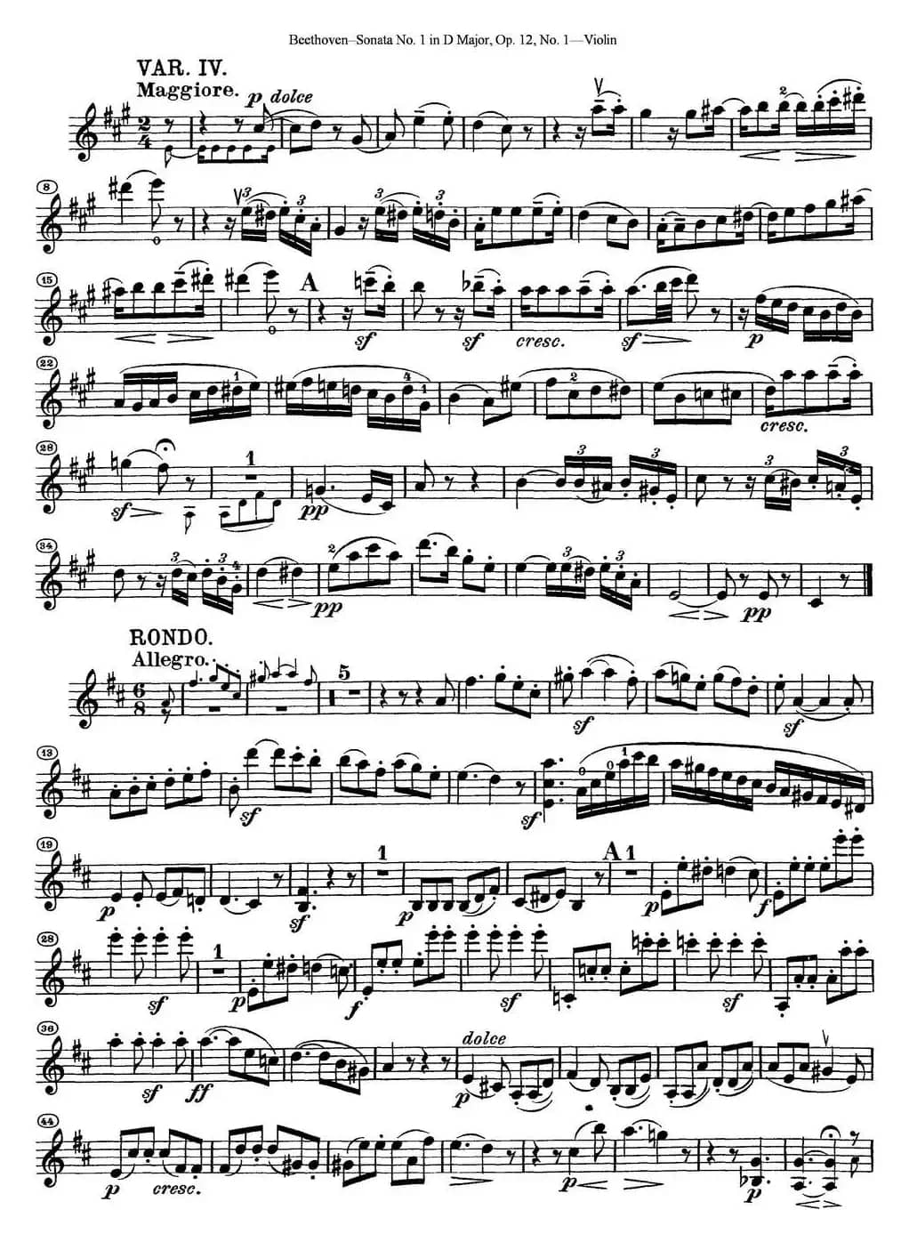 Violin Sonata No.1 in D Major Op.12 No.1