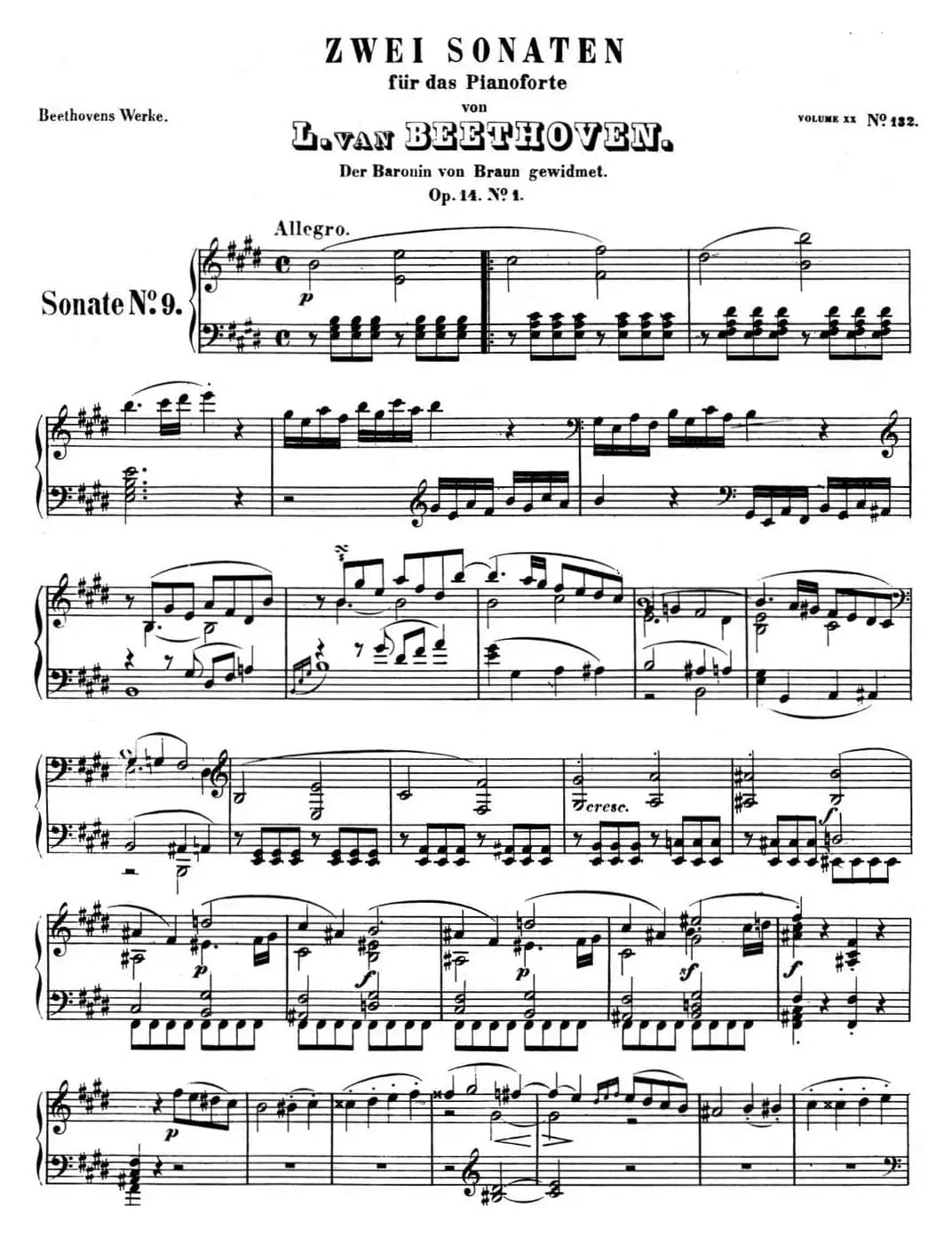 贝多芬钢琴奏鸣曲09 E大调 Op.14 No.1 E major