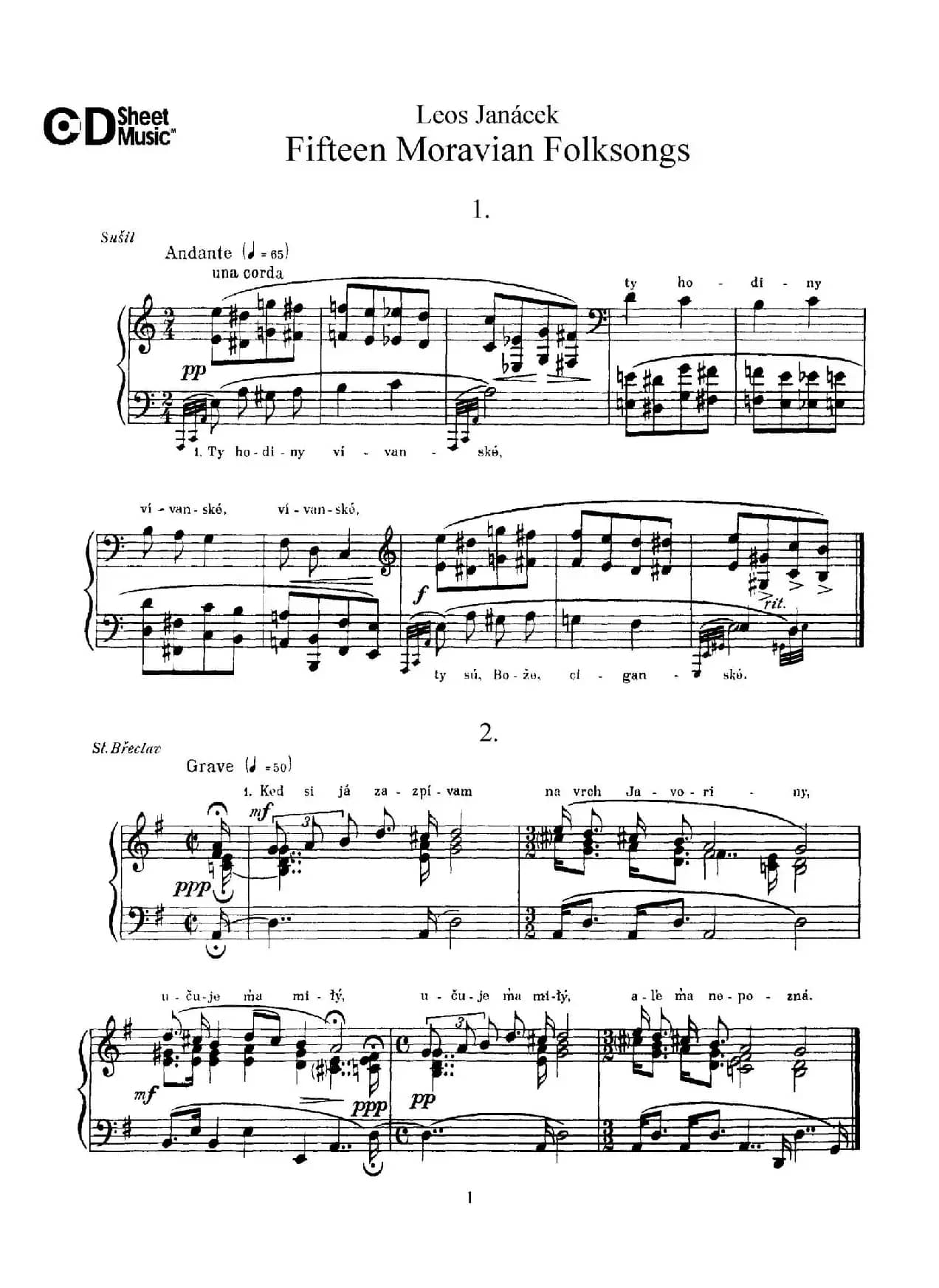 Moravian Folksong（15首摩拉维亚民歌集）