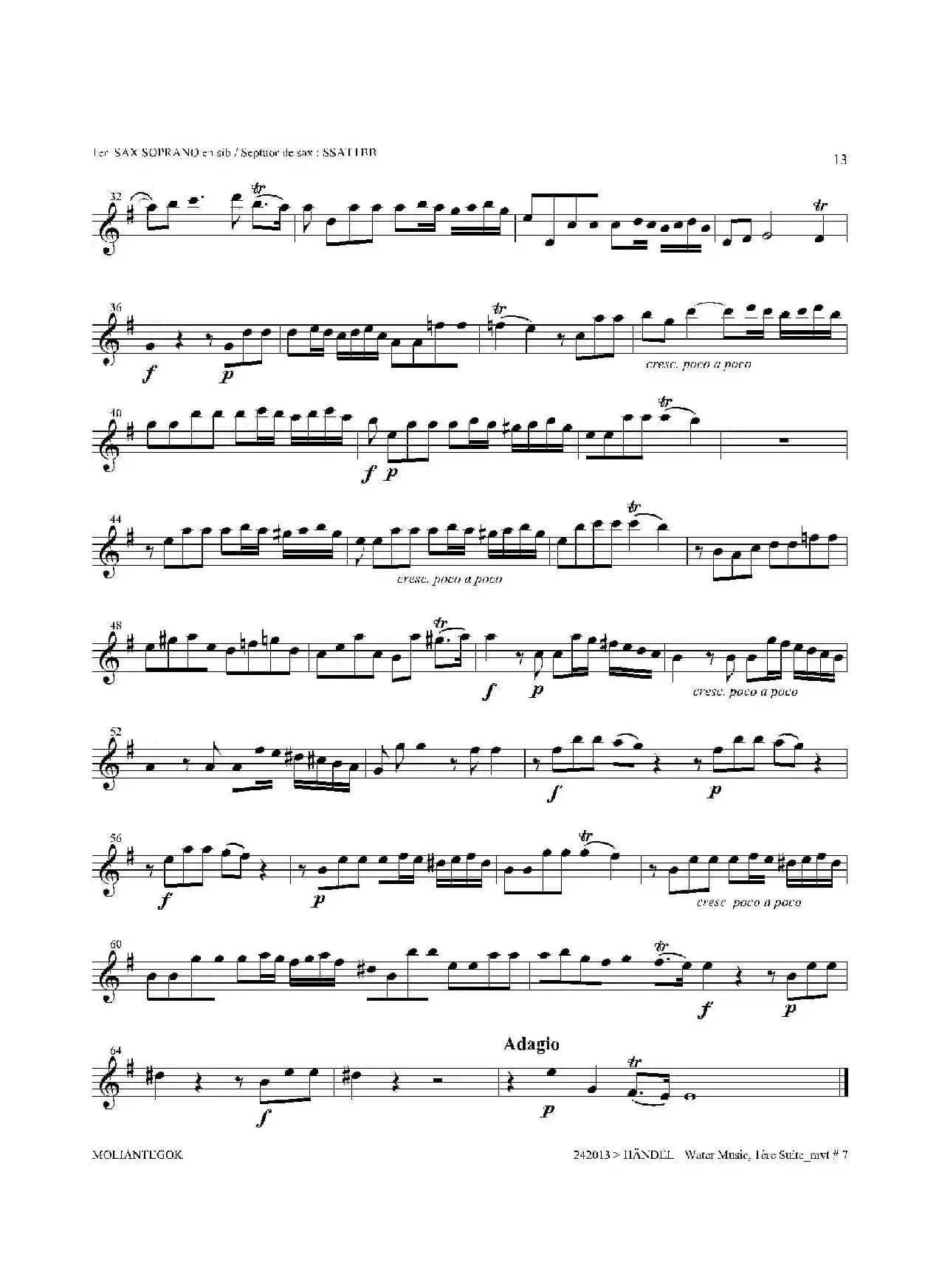 Water Music（HWV.348 No.1）（第一高音萨克斯）