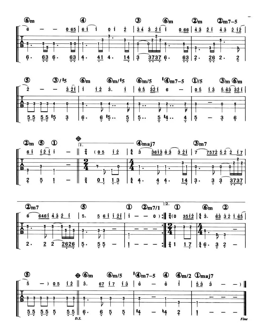 我只在乎你（贝司谱）