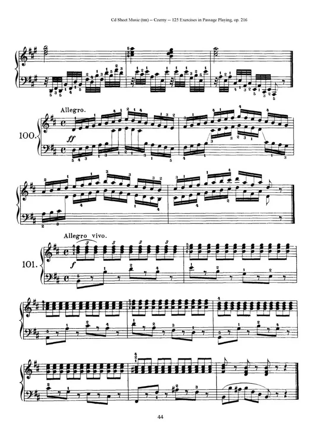 125 Exercises in Passage Playing Op.261（车尔尼125首钢琴短乐句练习曲（95——111））