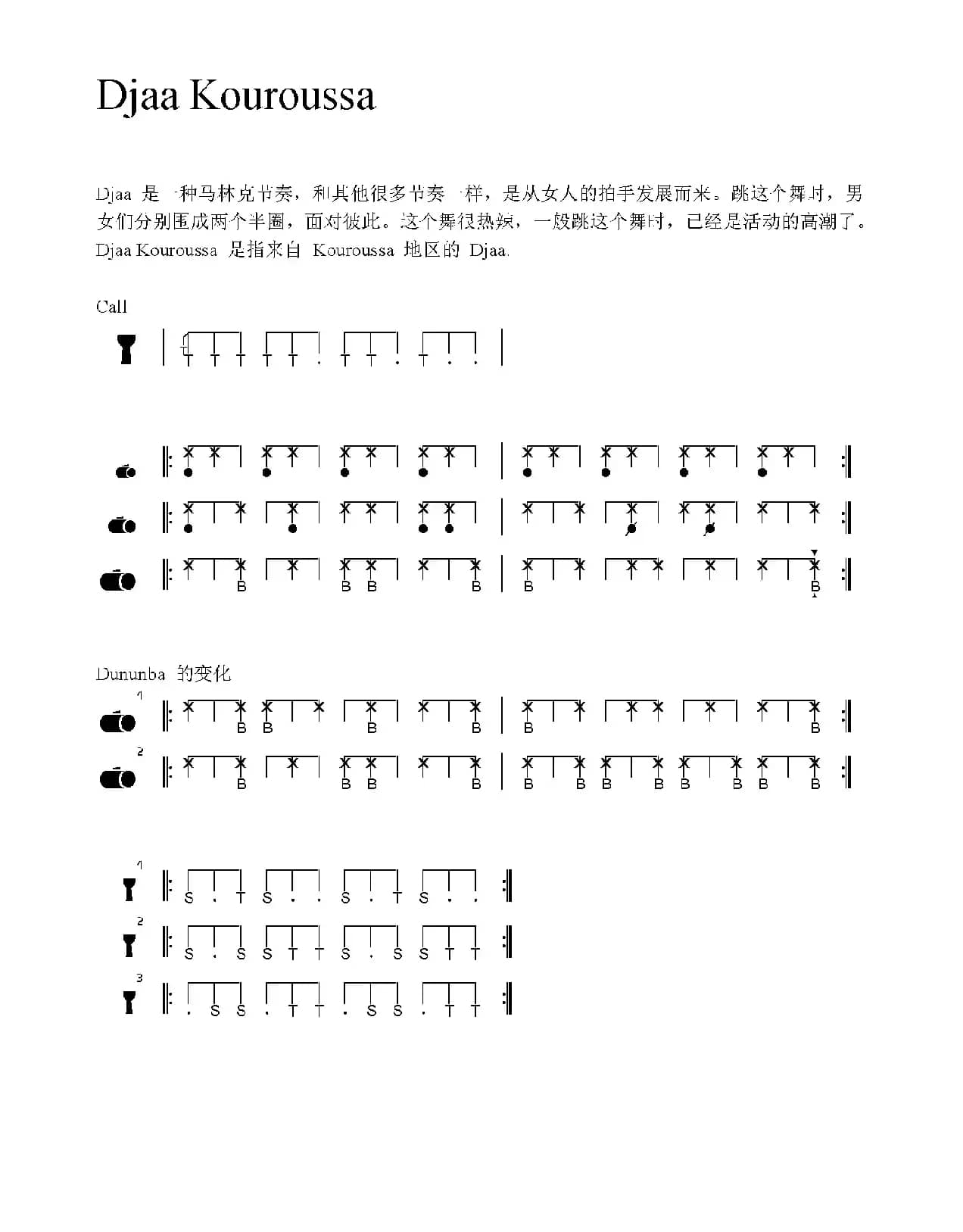 Djaa Kouroussa（非洲手鼓谱）