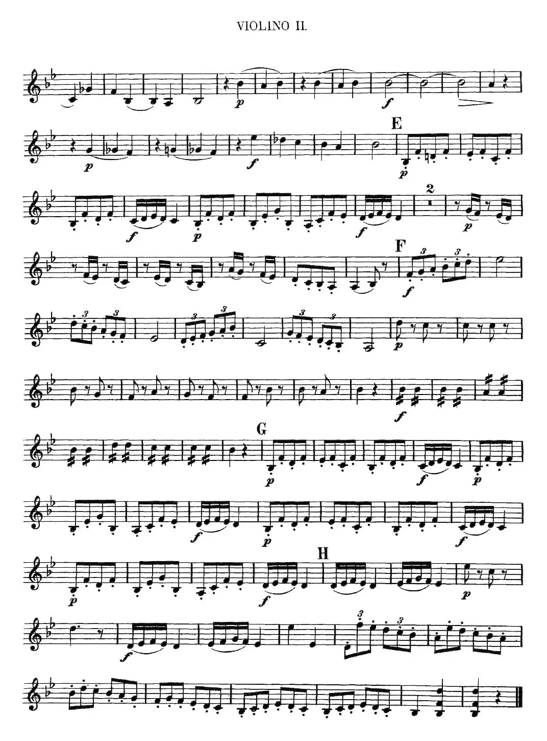 Mozart《Quartet No.6 in Bb Major,K.159》（Violin 2分谱）