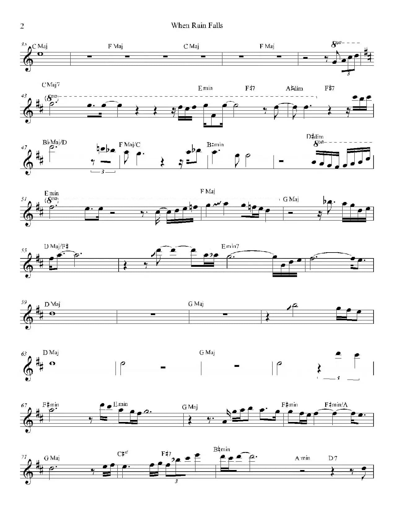 When Rain Falls（中音萨克斯）